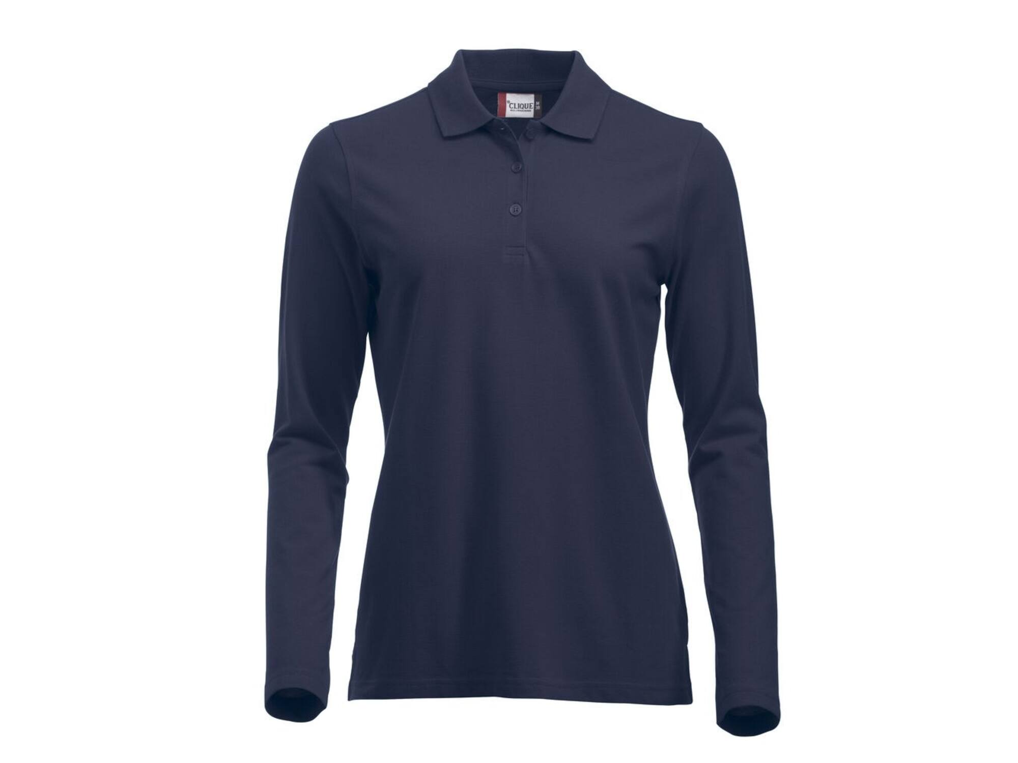 Clique Poloshirt lange mouwen Classic Marion dames dark navy maat XS