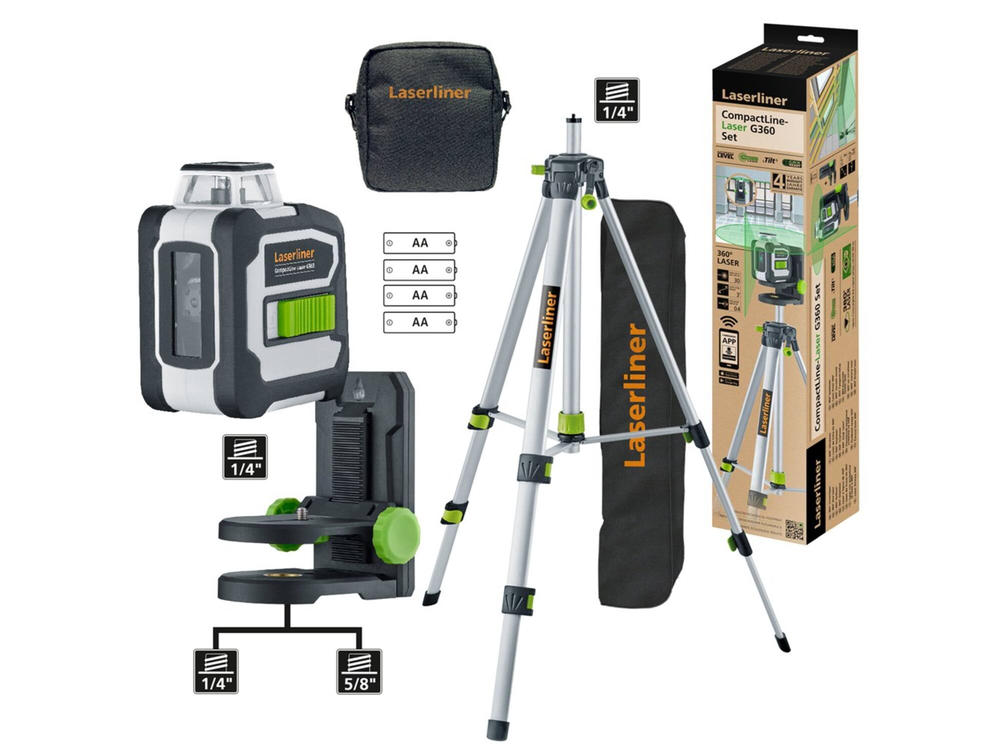 Laserliner CompactLine-Laser G360 Set 150 cm (BLE, Kompaktstativ 150cm)