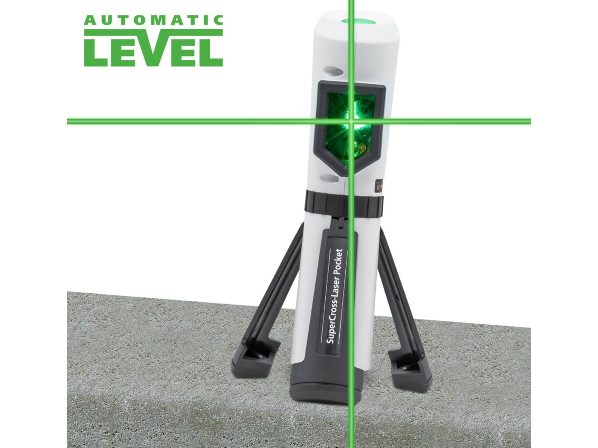 Laserliner SuperCross-Laser Pocket (cool grey, cable, pouch, in stage display)