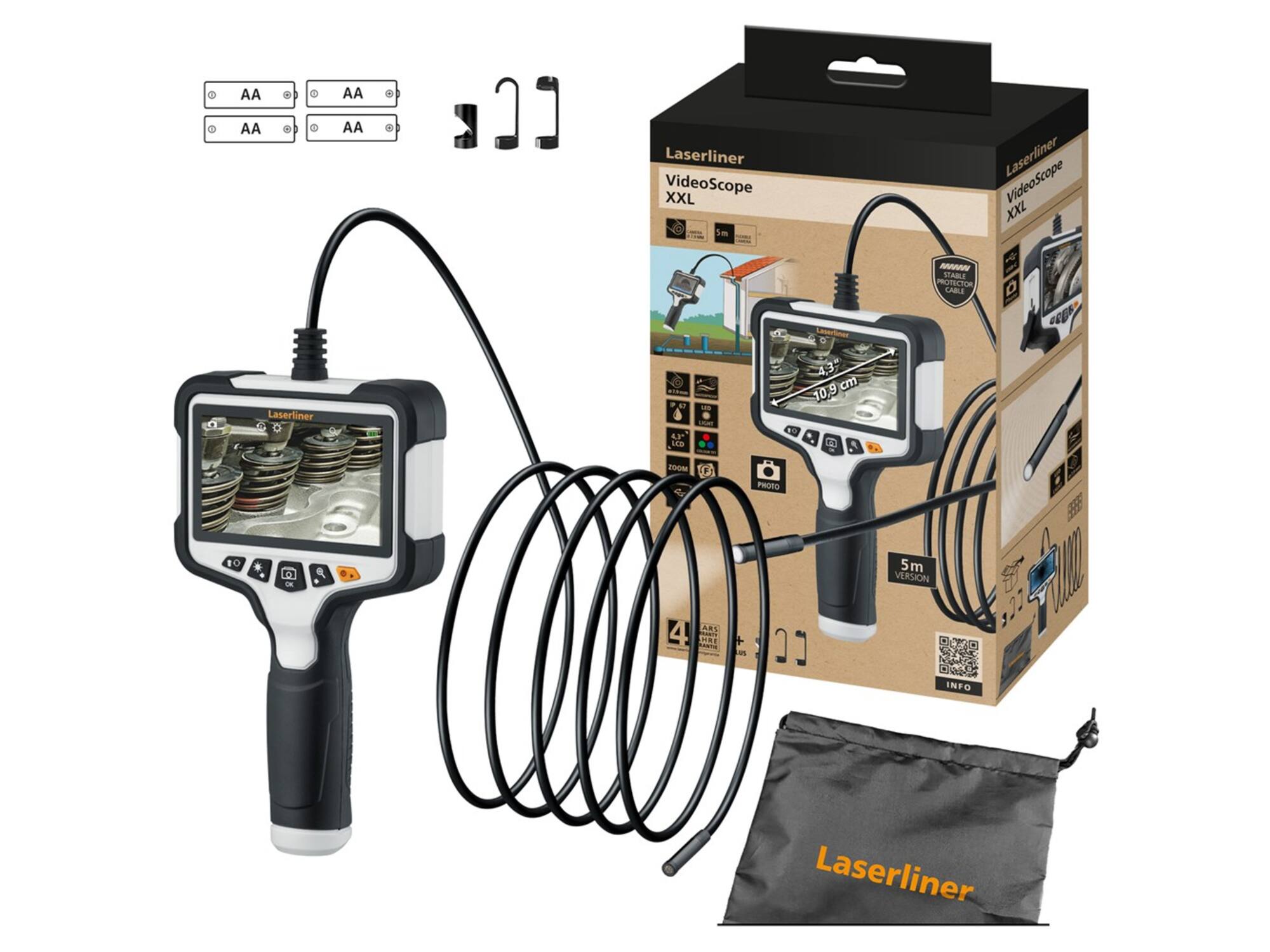 Laserliner VideoScope XXL ( 7,9 mm; 5 m; 4,3ʺREC) NEW VERSION