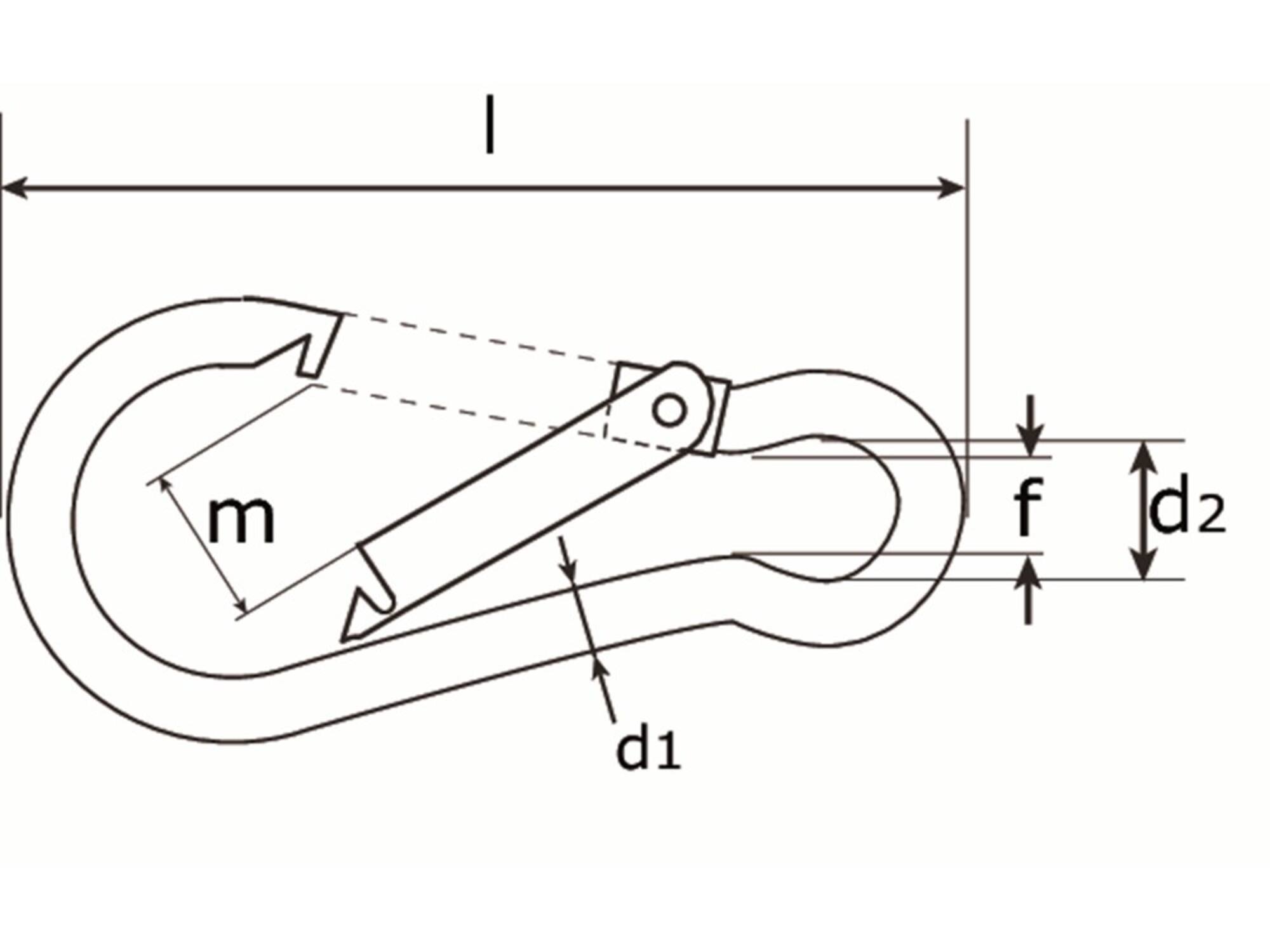 DX Karabijnhaak C-DIN 5299 verzinkt kah c 04004zl 40X4 MM