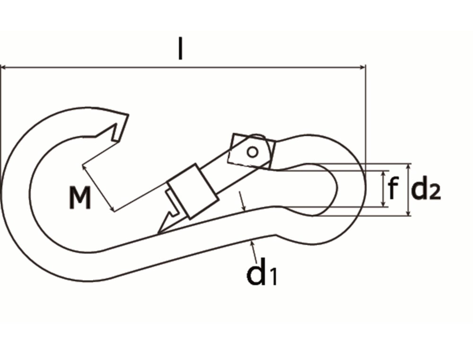 DX Karabijnhaak met schroef RVS AISI 316 krs.4208-zb 80X8 MM