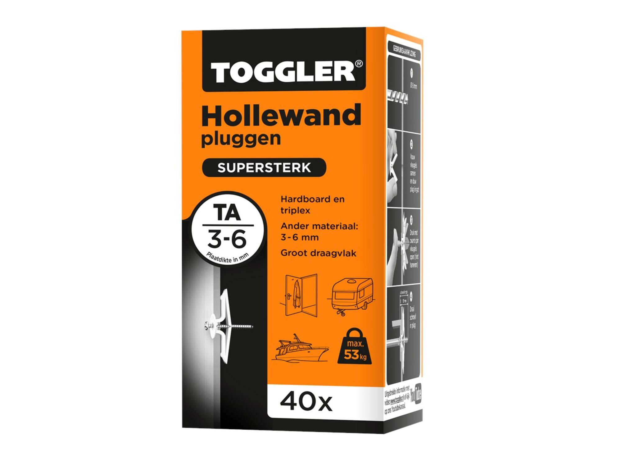 TOGGLER Hollewandplug TA-40X 3-6 MM