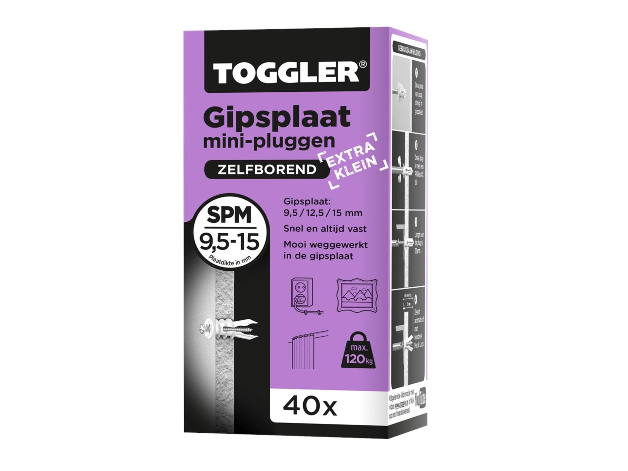 TOGGLER Gipsplaatplug SPM-40X 9.5-15 MM