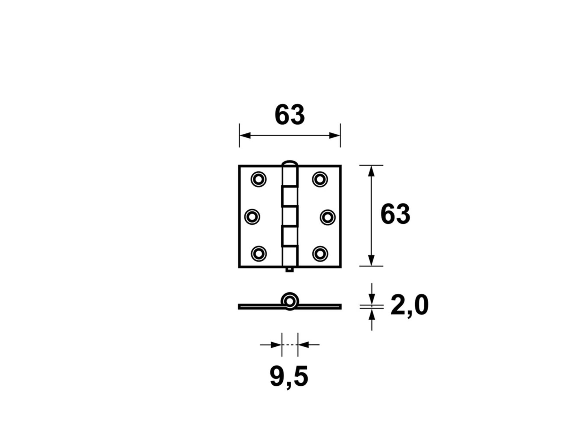 Axa Scharnier recht topcoat 63X63 MM