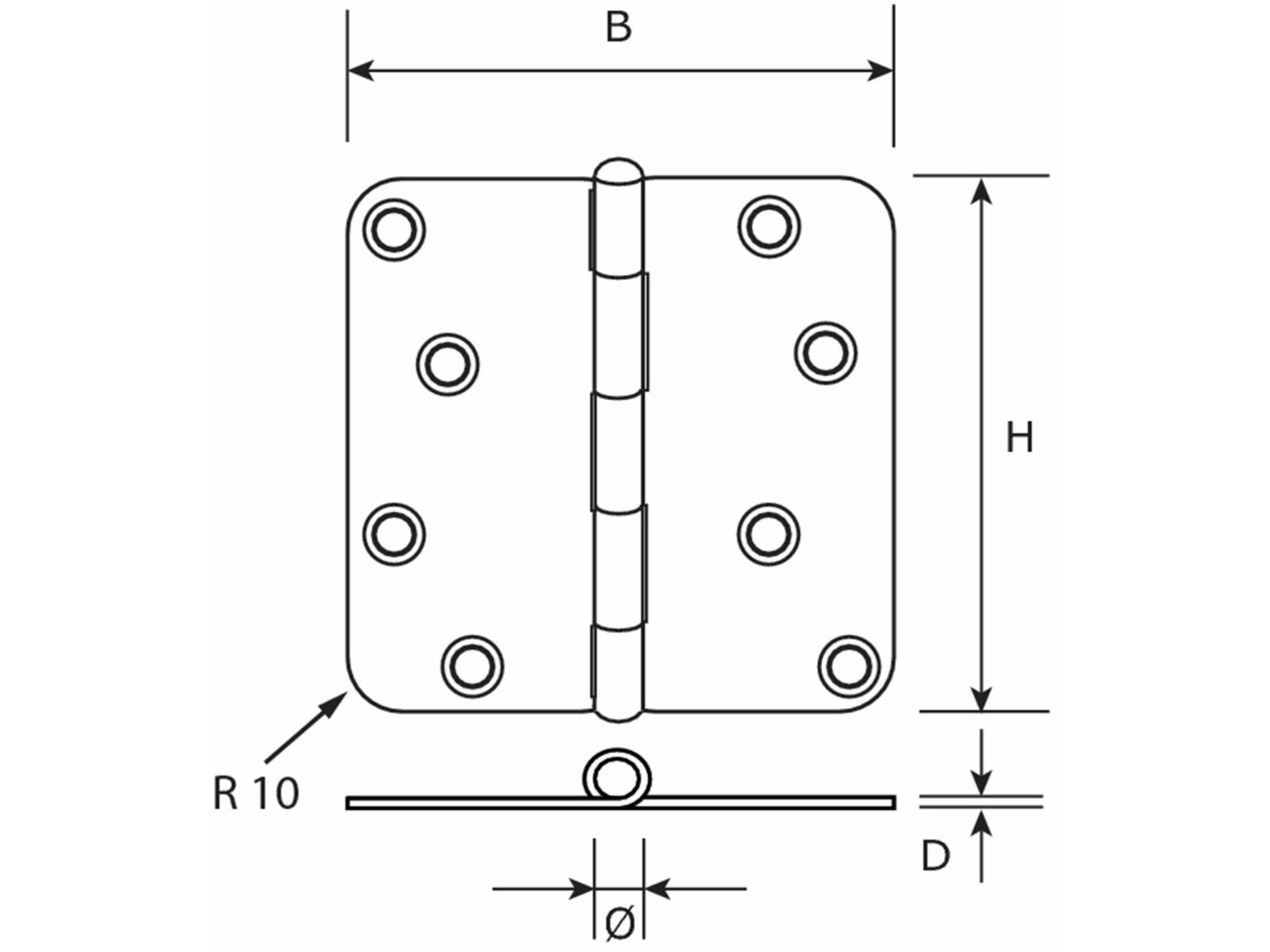 DX Scharnier rond verzinkt h167-76762005 76X76 MM