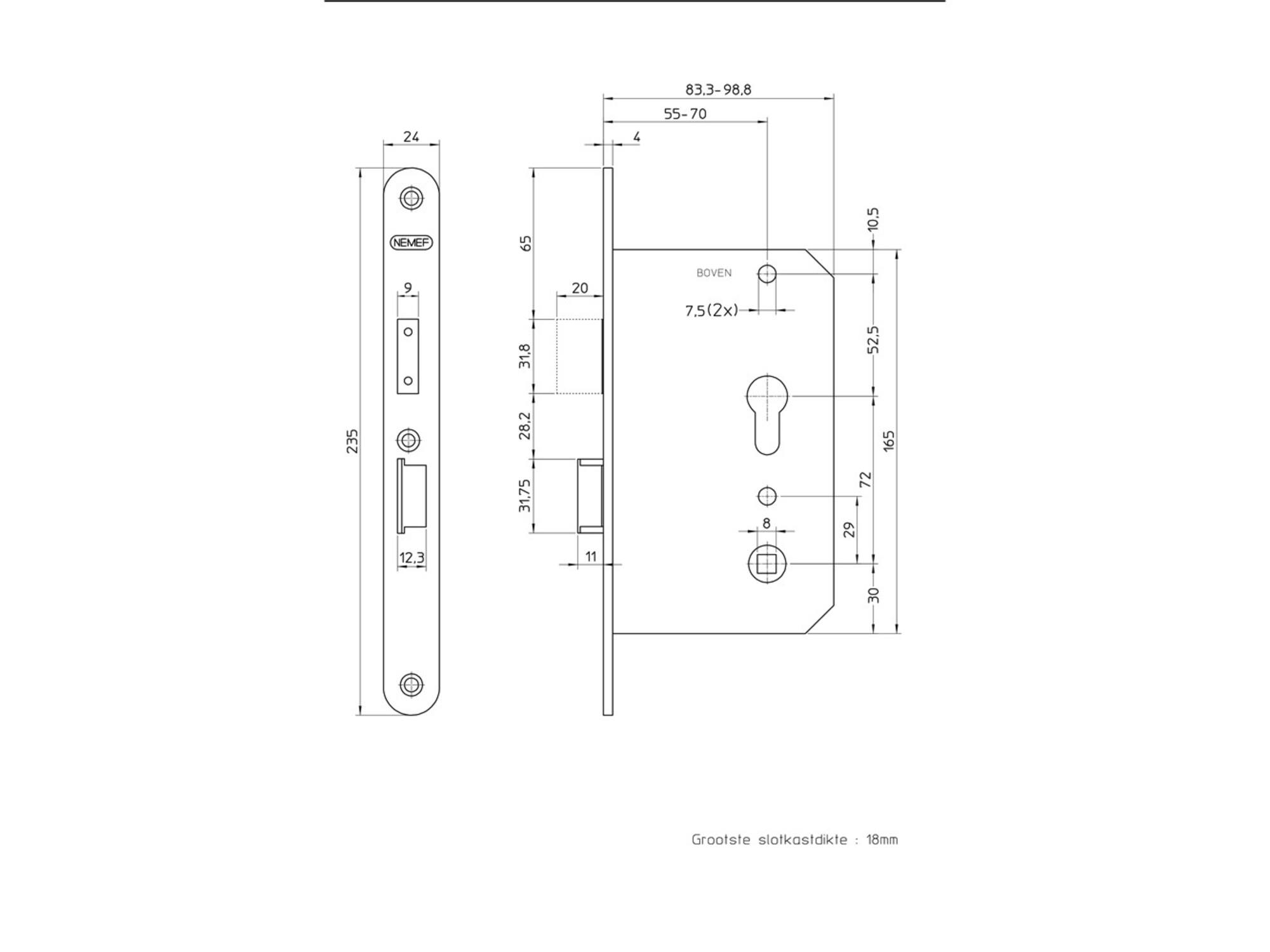 NEMEF VH dag en nachtslot rond RVS 4429/27 LINKS PC 72-55