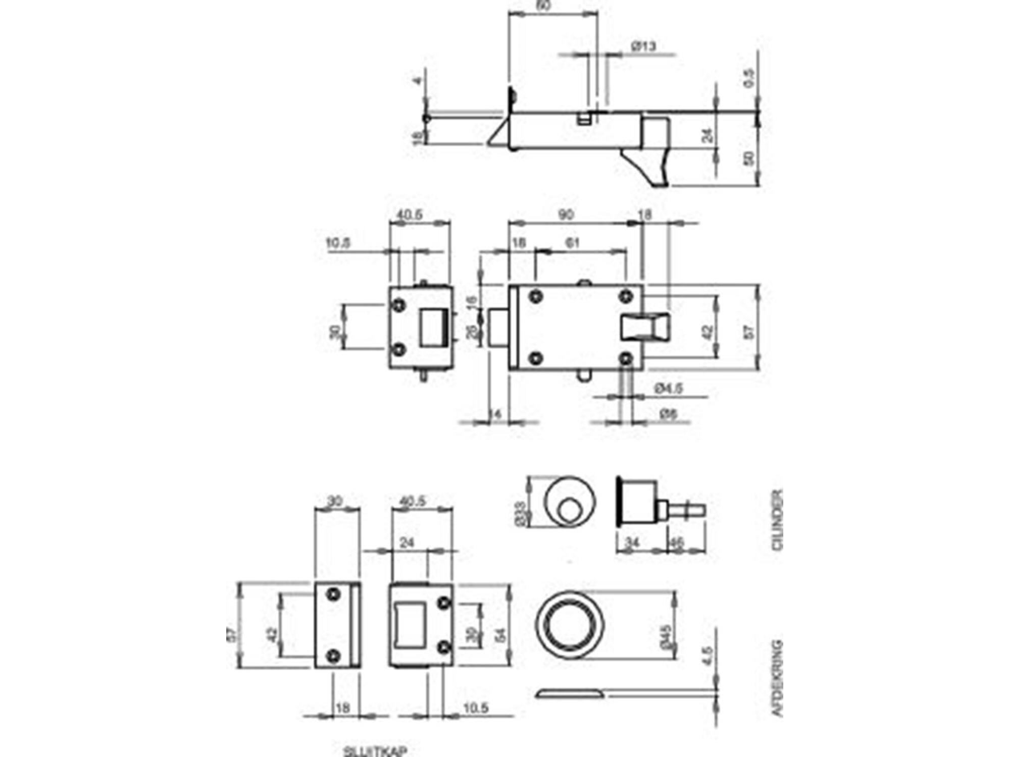 LIPS Cilinderoplegslot met losse cilinder 1757-2 60 MM