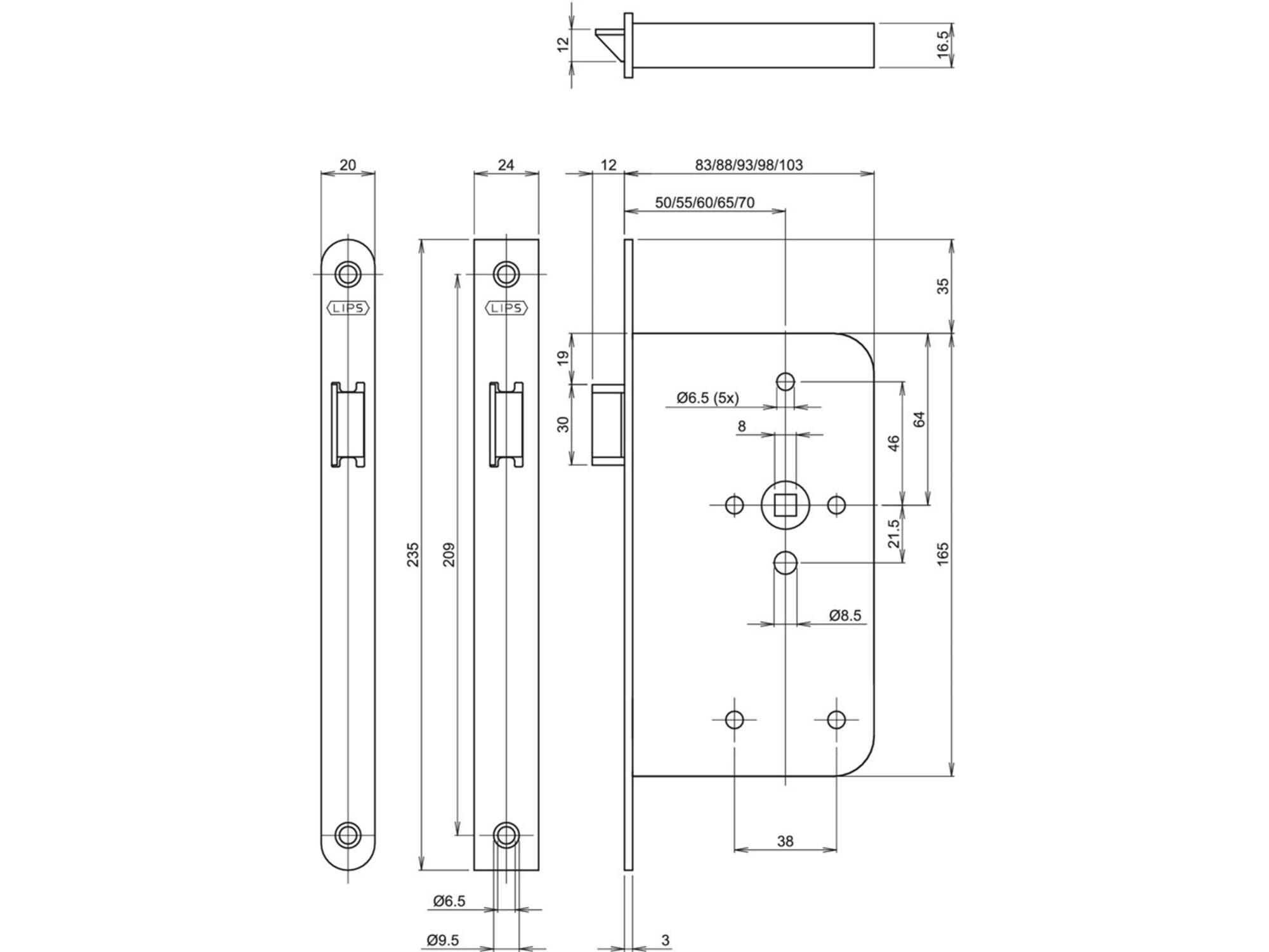 LIPS Loopslot RVS 2465-17T24 60 MM