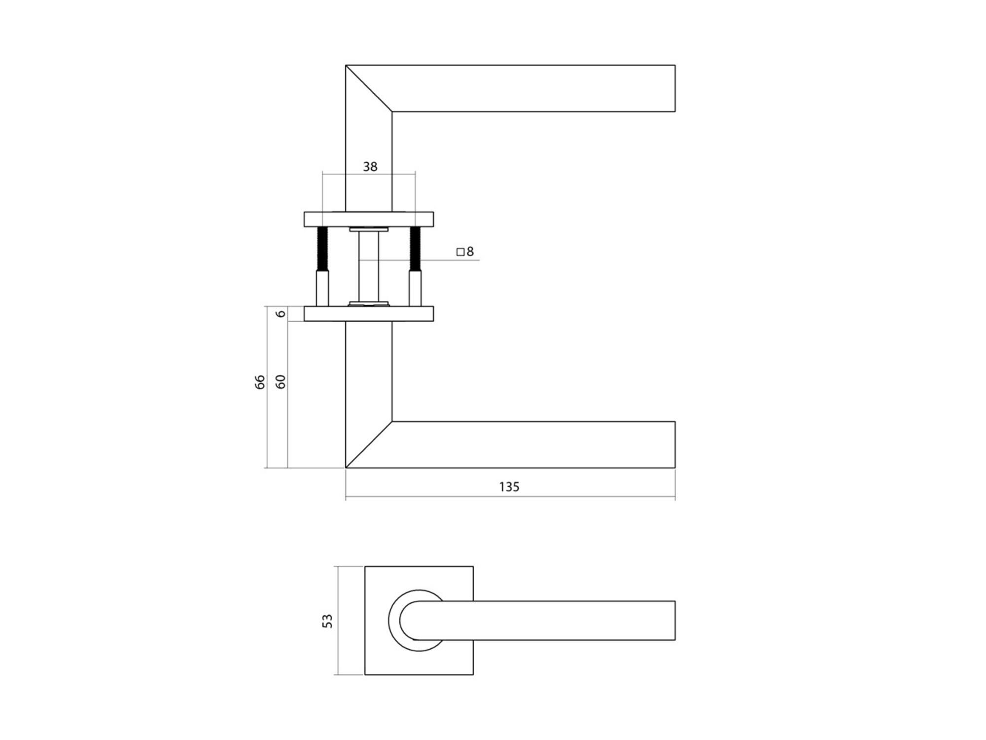 Intersteel Deurkruk op rozet verdekt RVS Q04 53X53X6MM