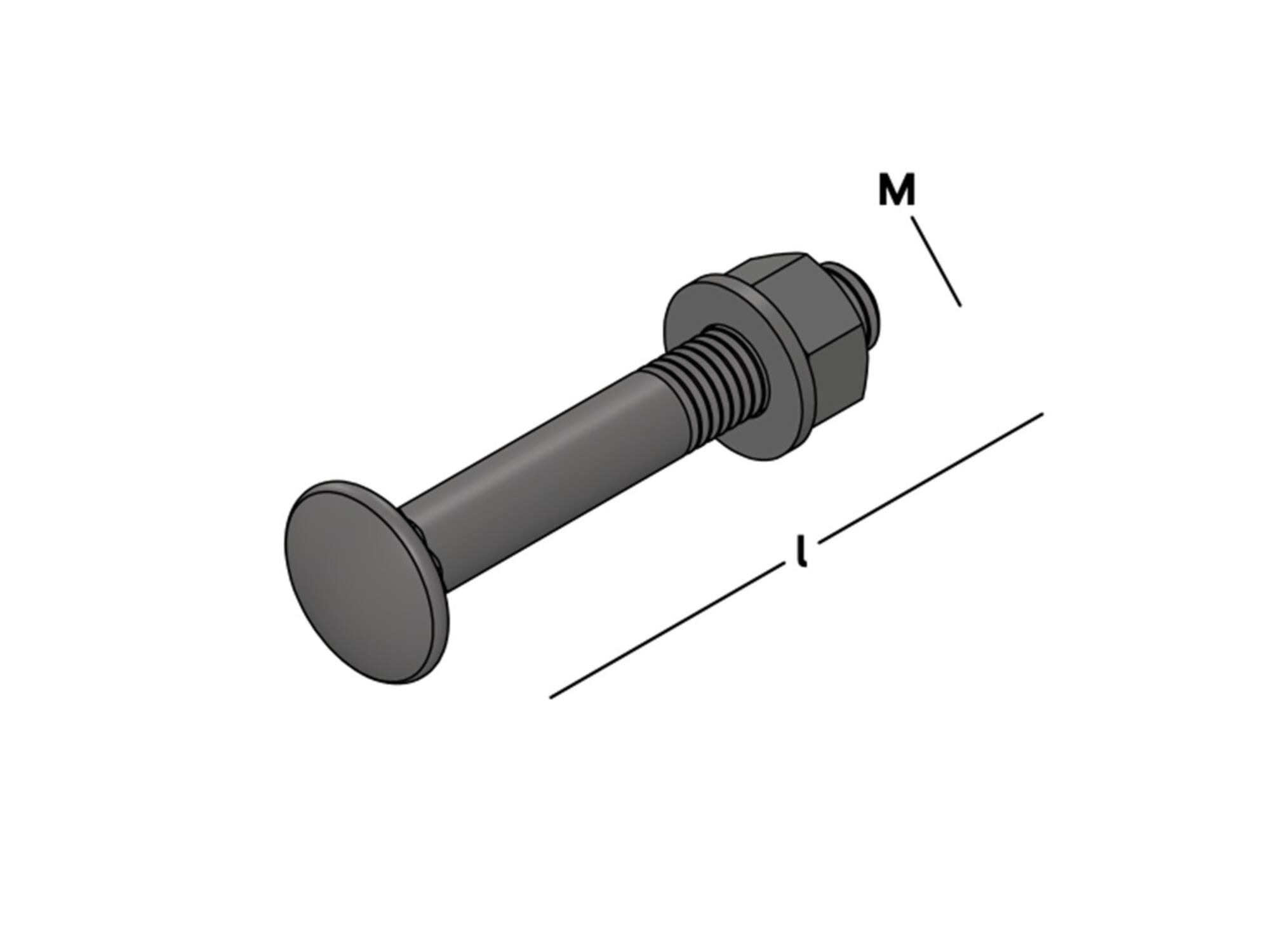 GB Slotbout compleet zwart M8X50MM