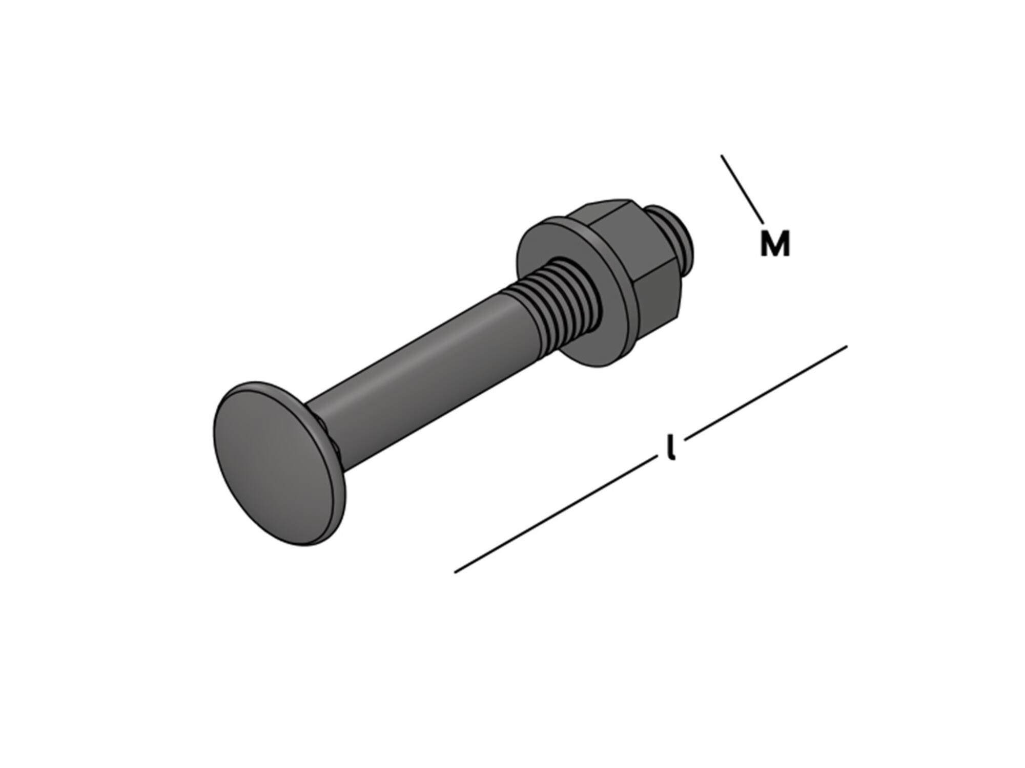 GB Slotbout compleet zwart M8X55MM