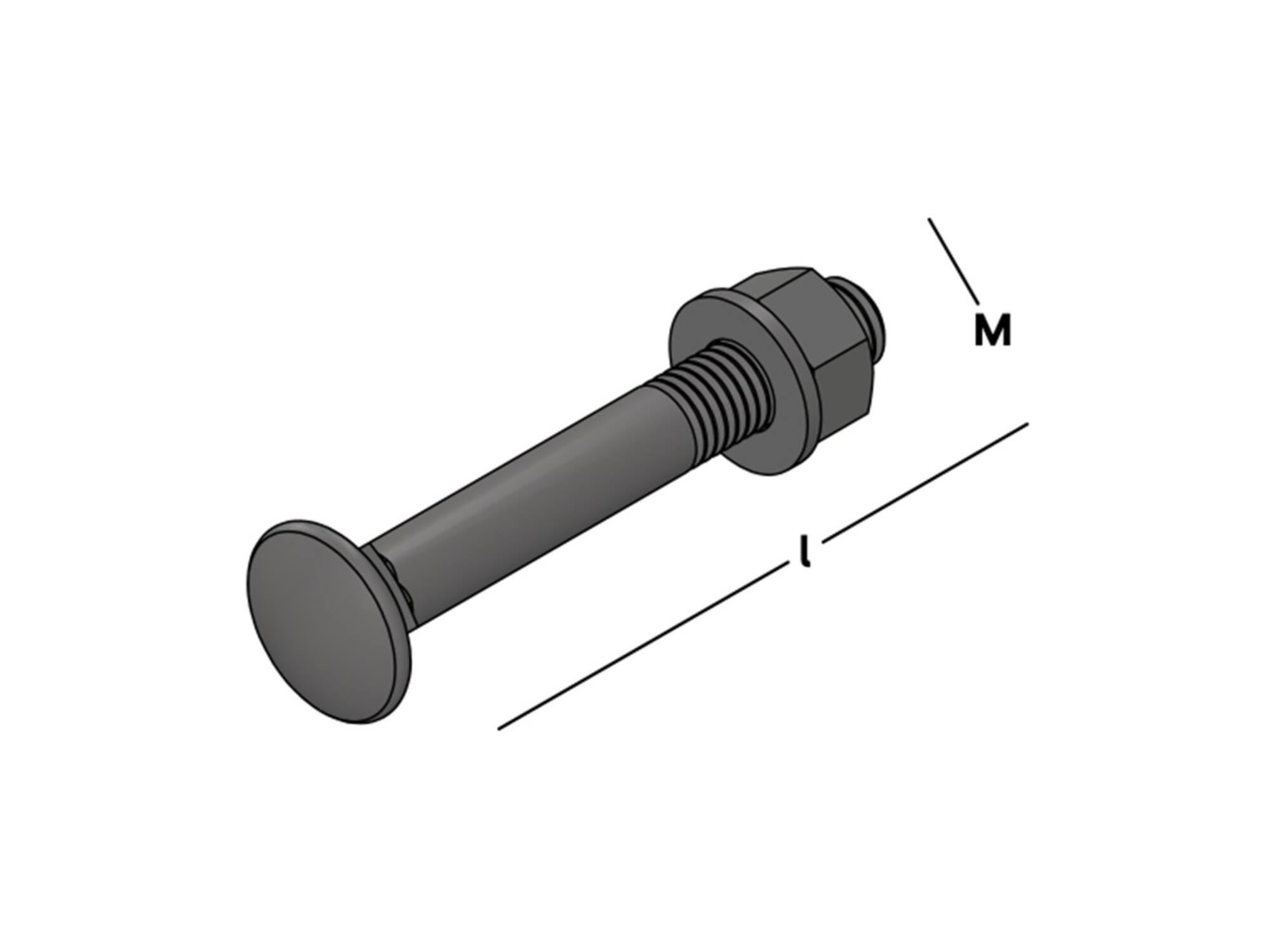 GB Slotbout compleet zwart M8X60MM
