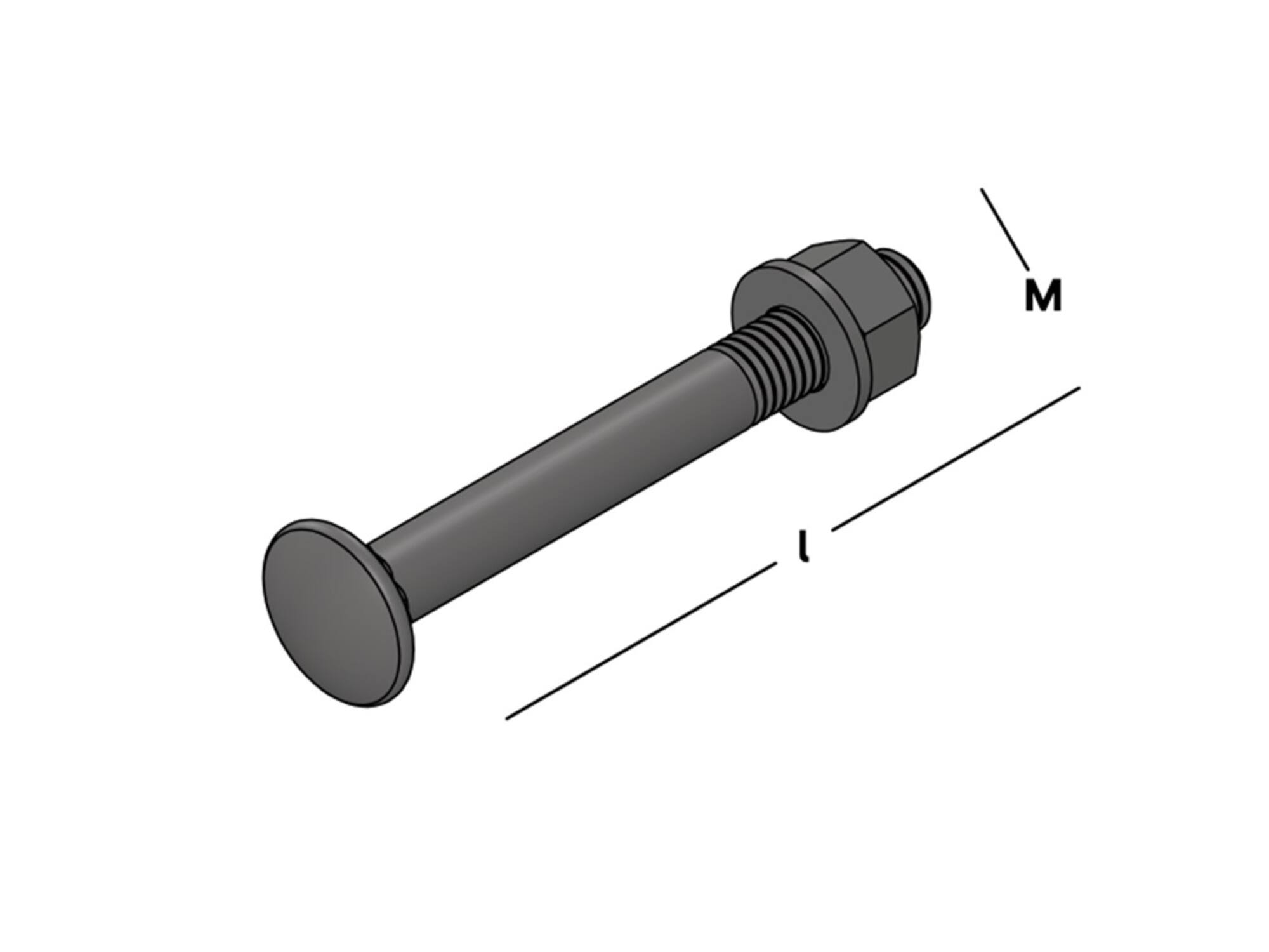 GB Slotbout compleet zwart M8X70MM