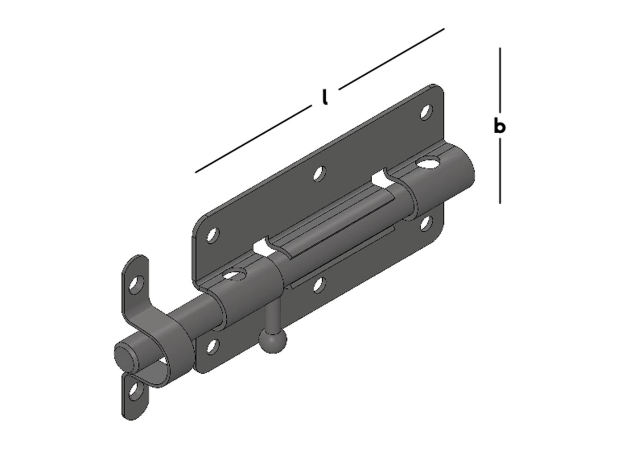 GB Plaatgrendel zwart 100X50MM