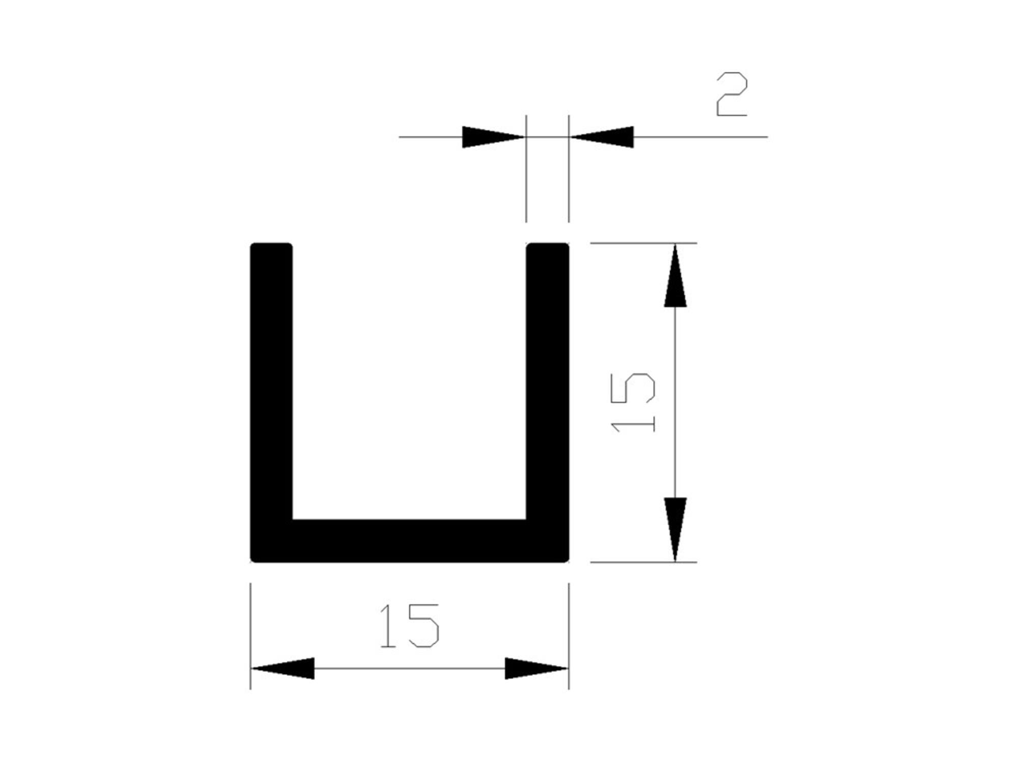 ALUART U-profiel 6 METER 15X15X15X2