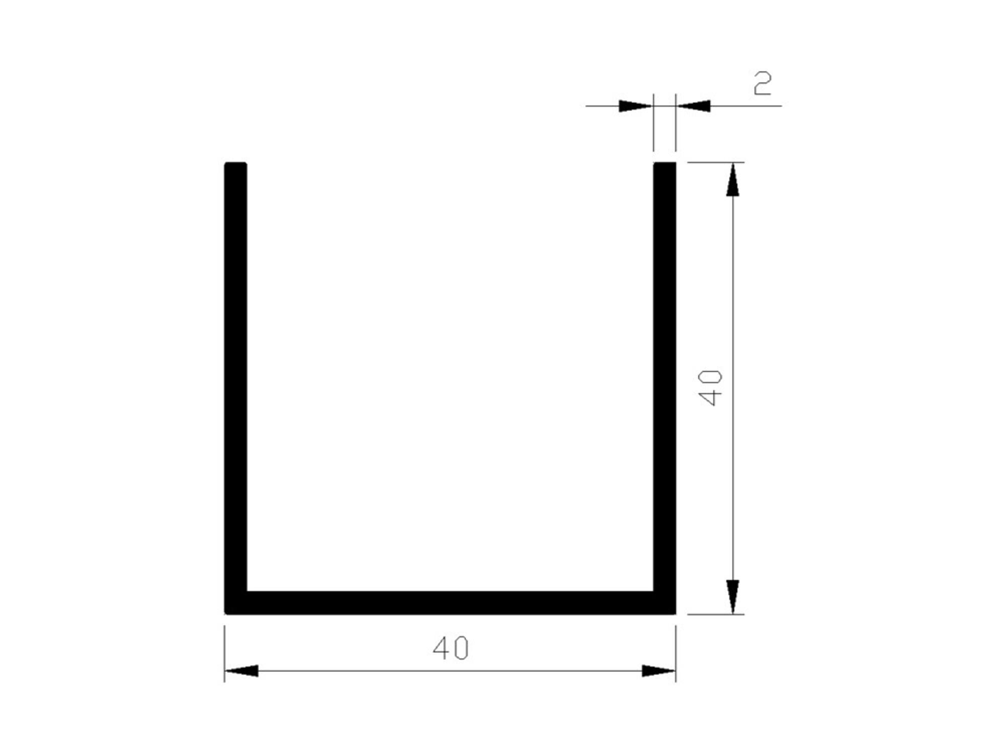 ALUART U-profiel aluminium 3 METER 40X2