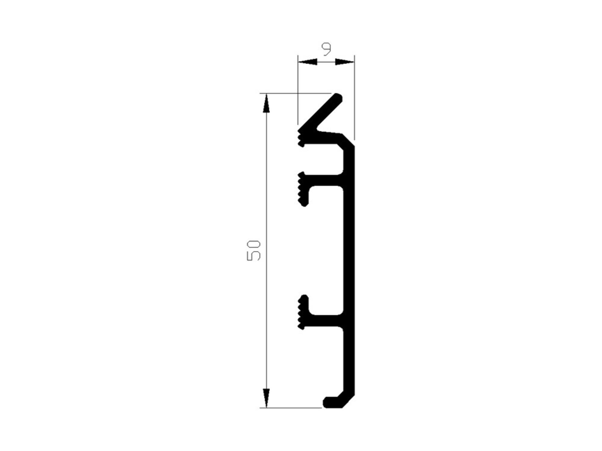 ALUART Knelprofiel koppelbaar 2,5 METER 50MM