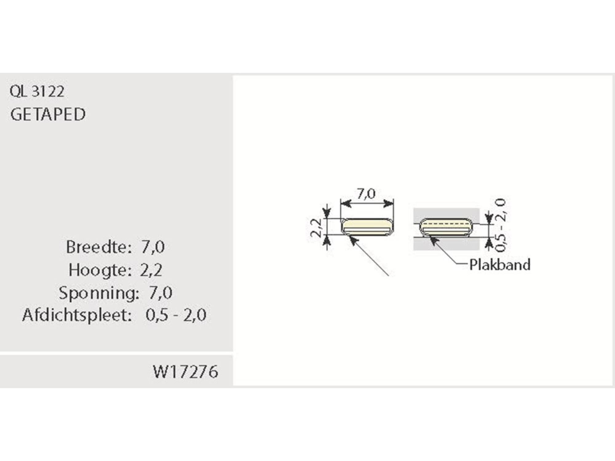 Q-LON Tochtstrip zelfklevend wit 3122 (7X2,2MM) 7 METER