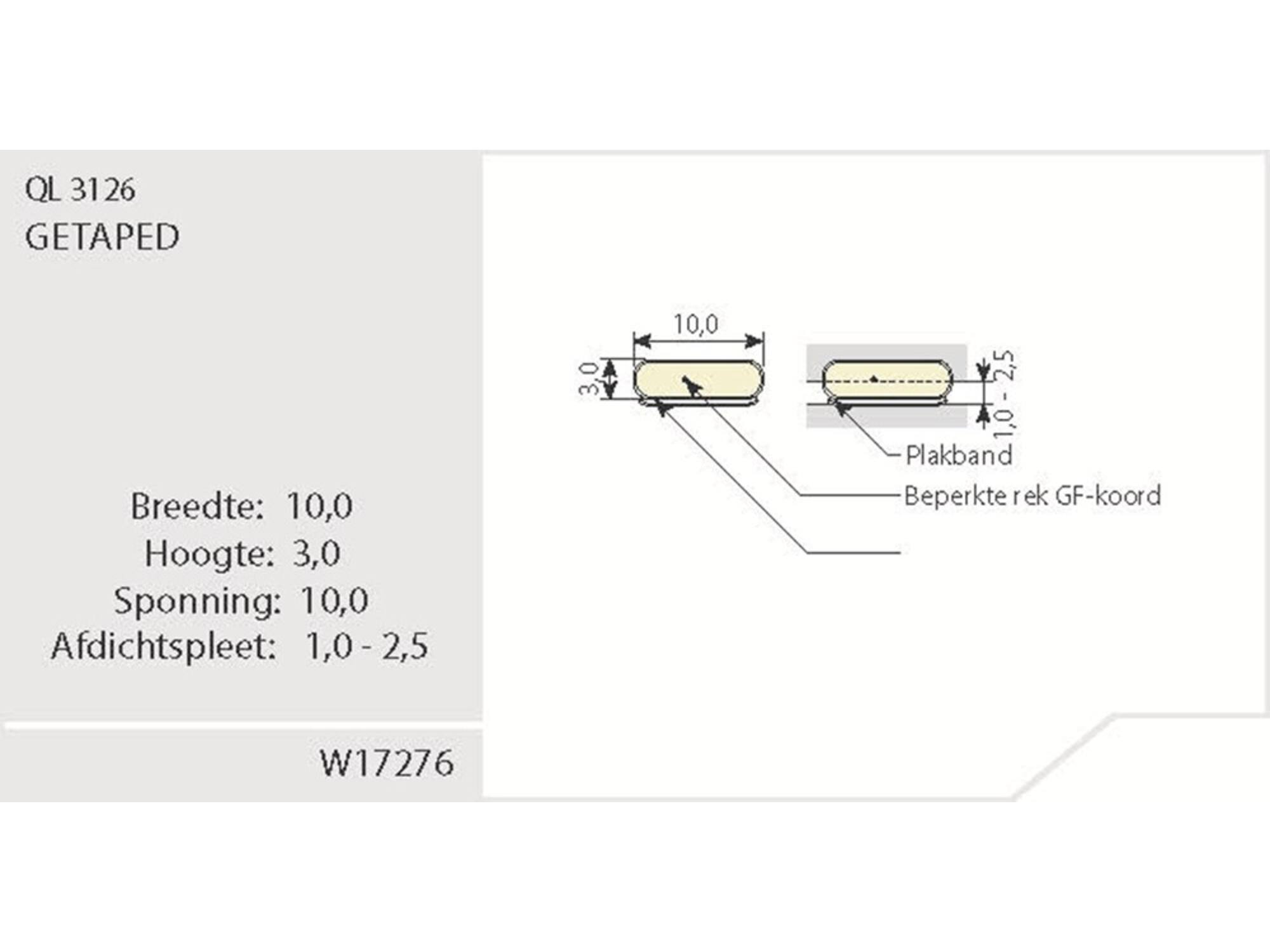 Q-Lon Tochtstrip zelfklevend wit 3126 (10X3MM) 25 meter