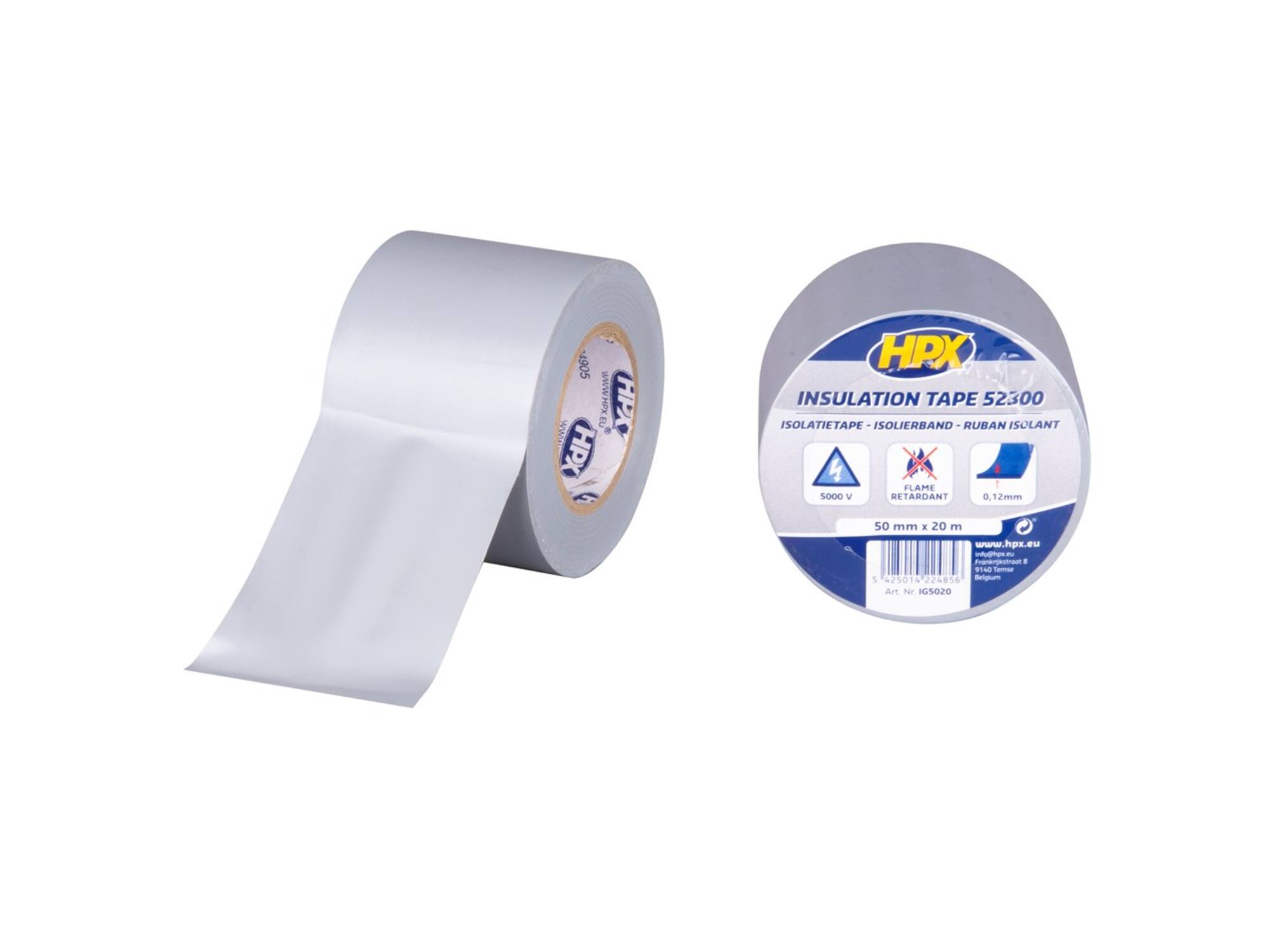 HPX PVC isolatietape GRIJS 50MM X 20M