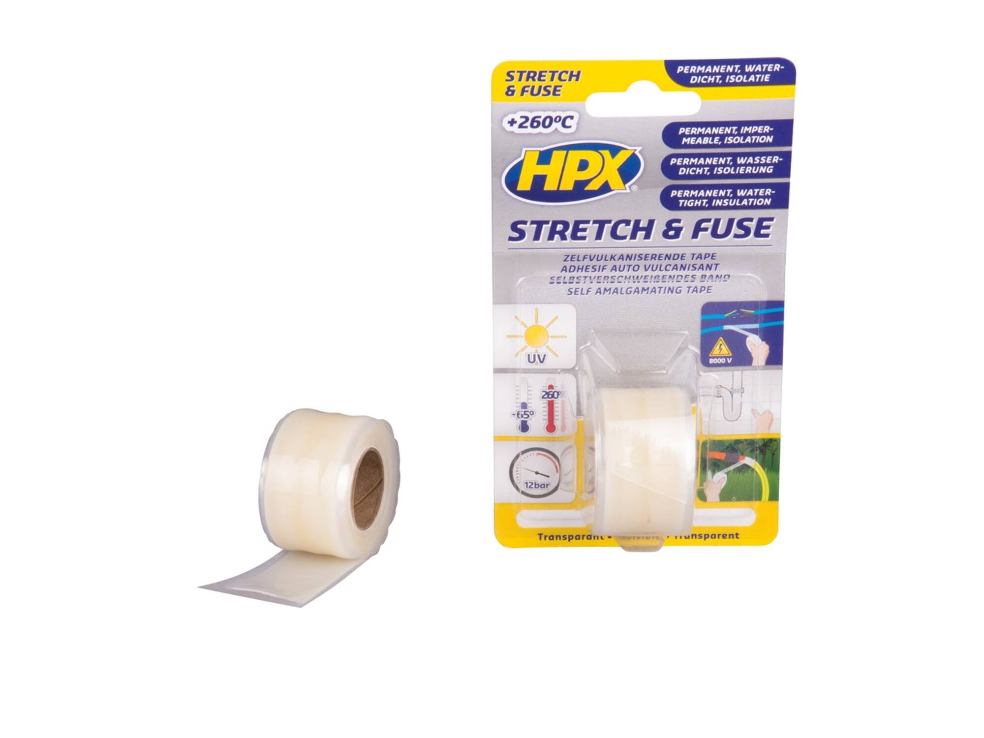 HPX Stretch & Fuse zelfvulkaniserende tape transparant 25MM X 1,8 8st