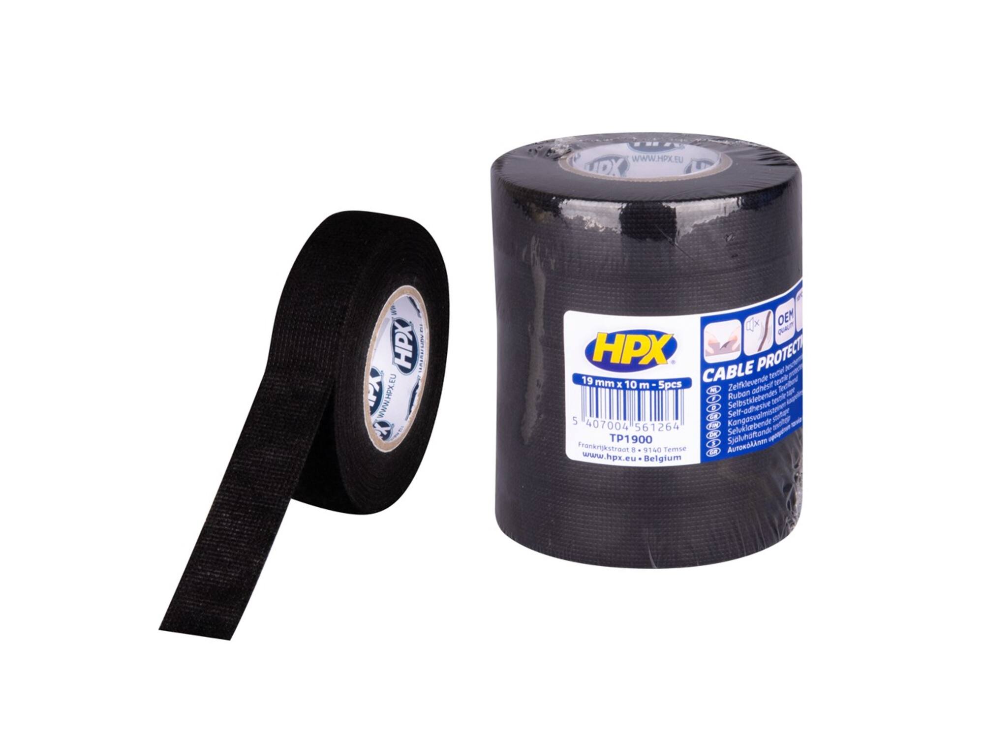 HPX Kabelbeschermingstape zwart PAK A 5 ROL 19MM X 10M 10st