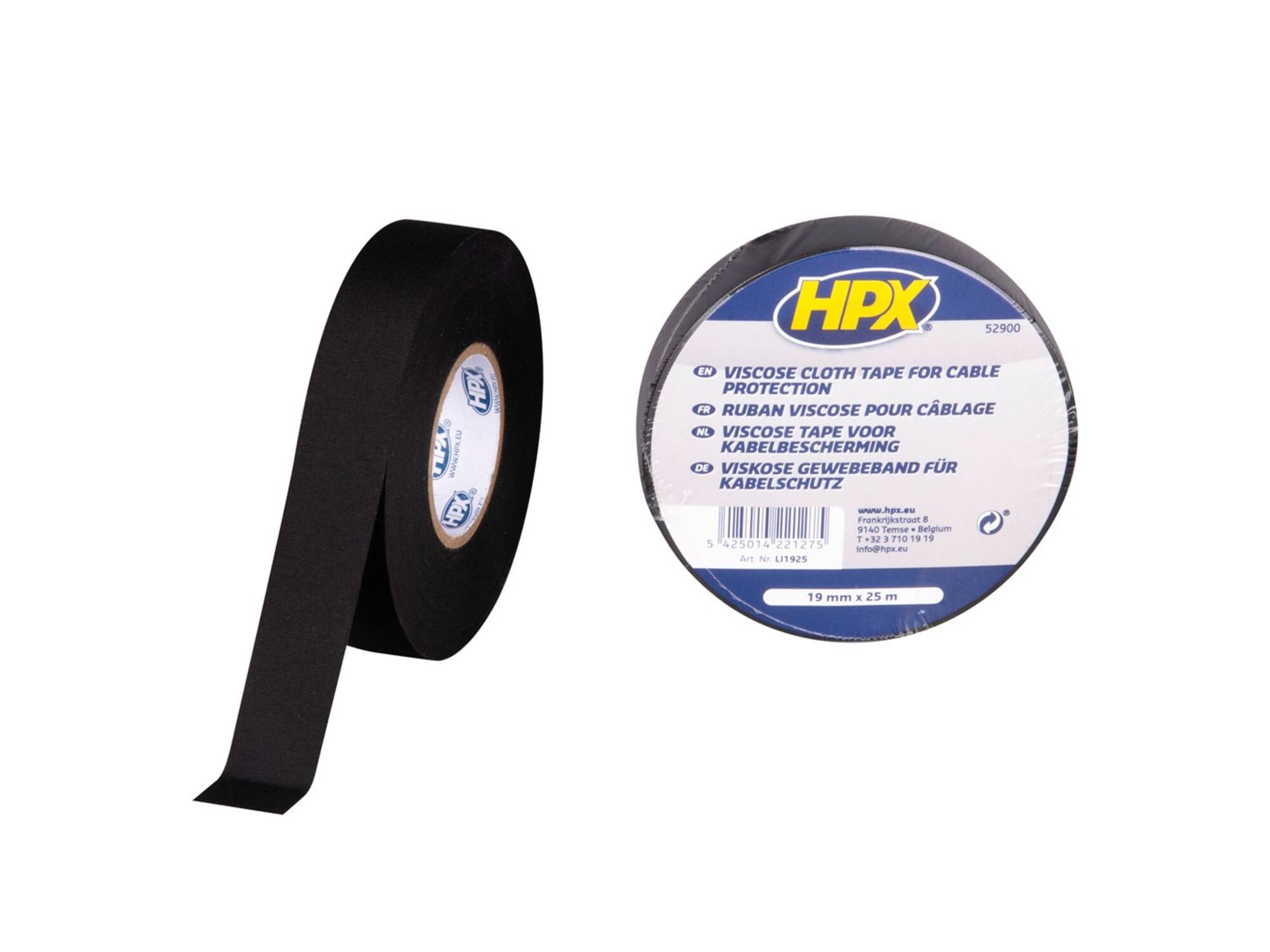 HPX Linnen tape voor kabelbescherming zwart 19MM X 25M 20st