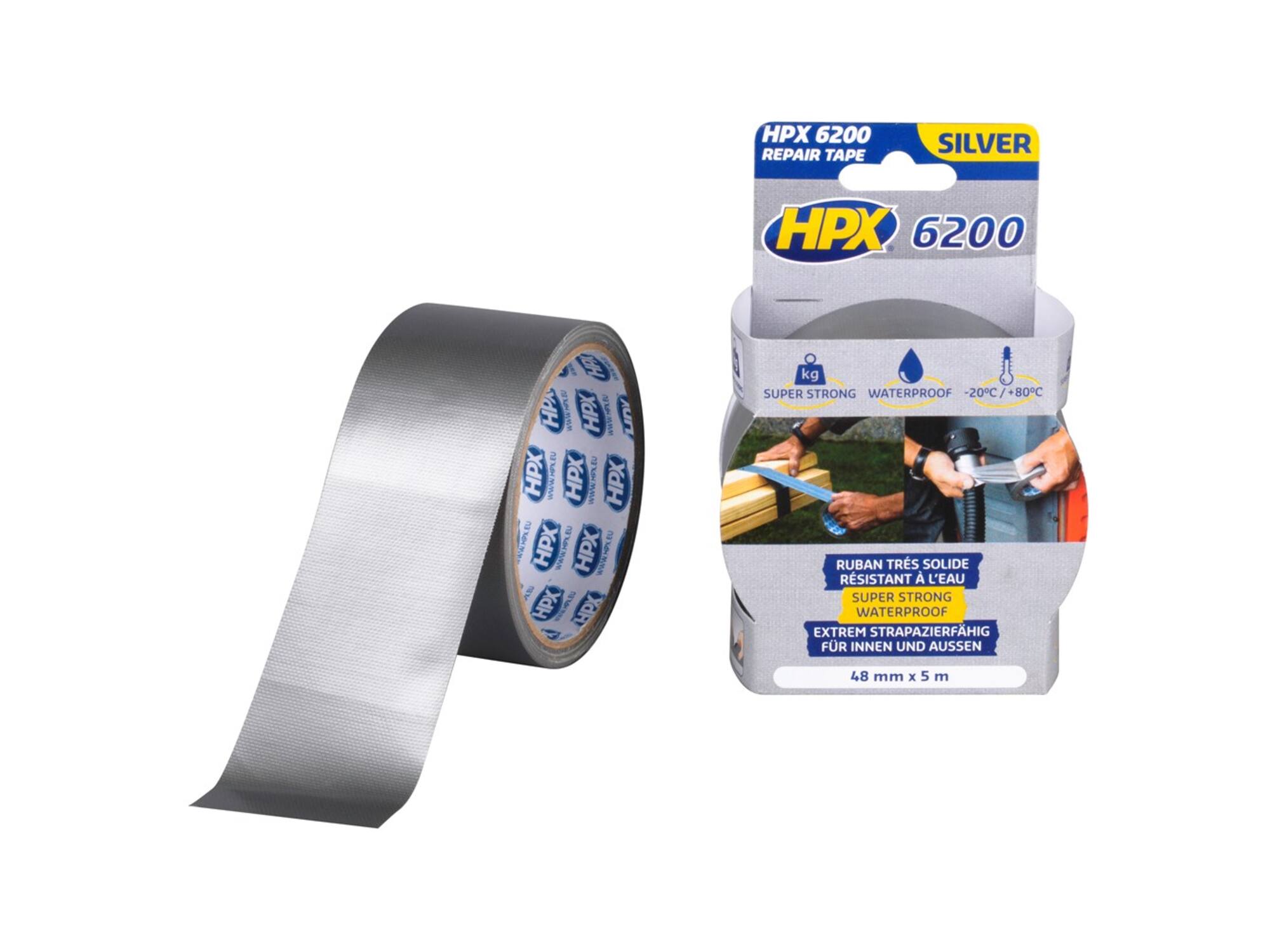 HPX Pantsertape zilver 48MM X 5M 24st