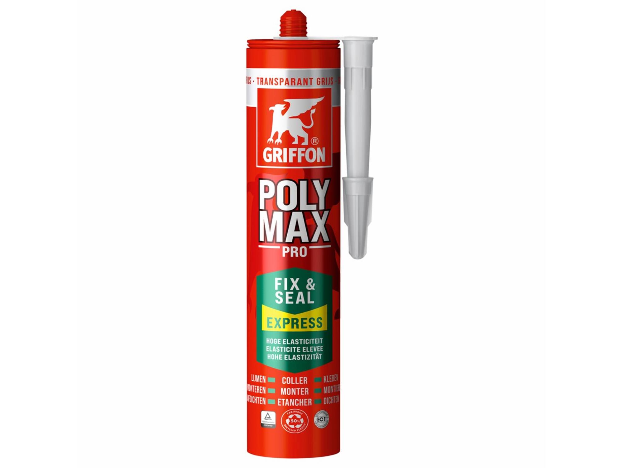 GRIFFON Montagelijm Polymax transparant grijs FIX & SEAL EXPRESS 300 GRAM