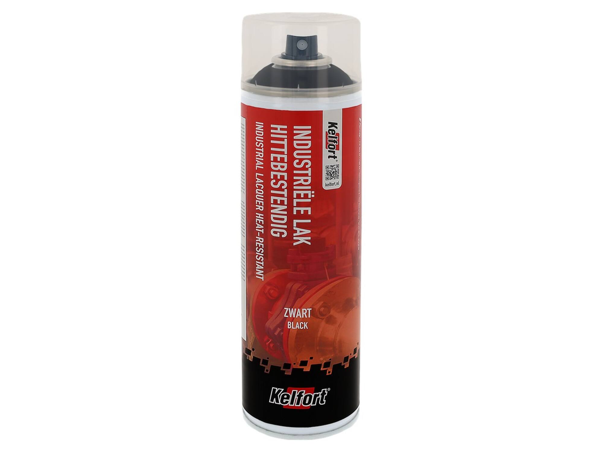 Kelfort Industrielak zwart mat hittebestendig RAL9005 500 ml