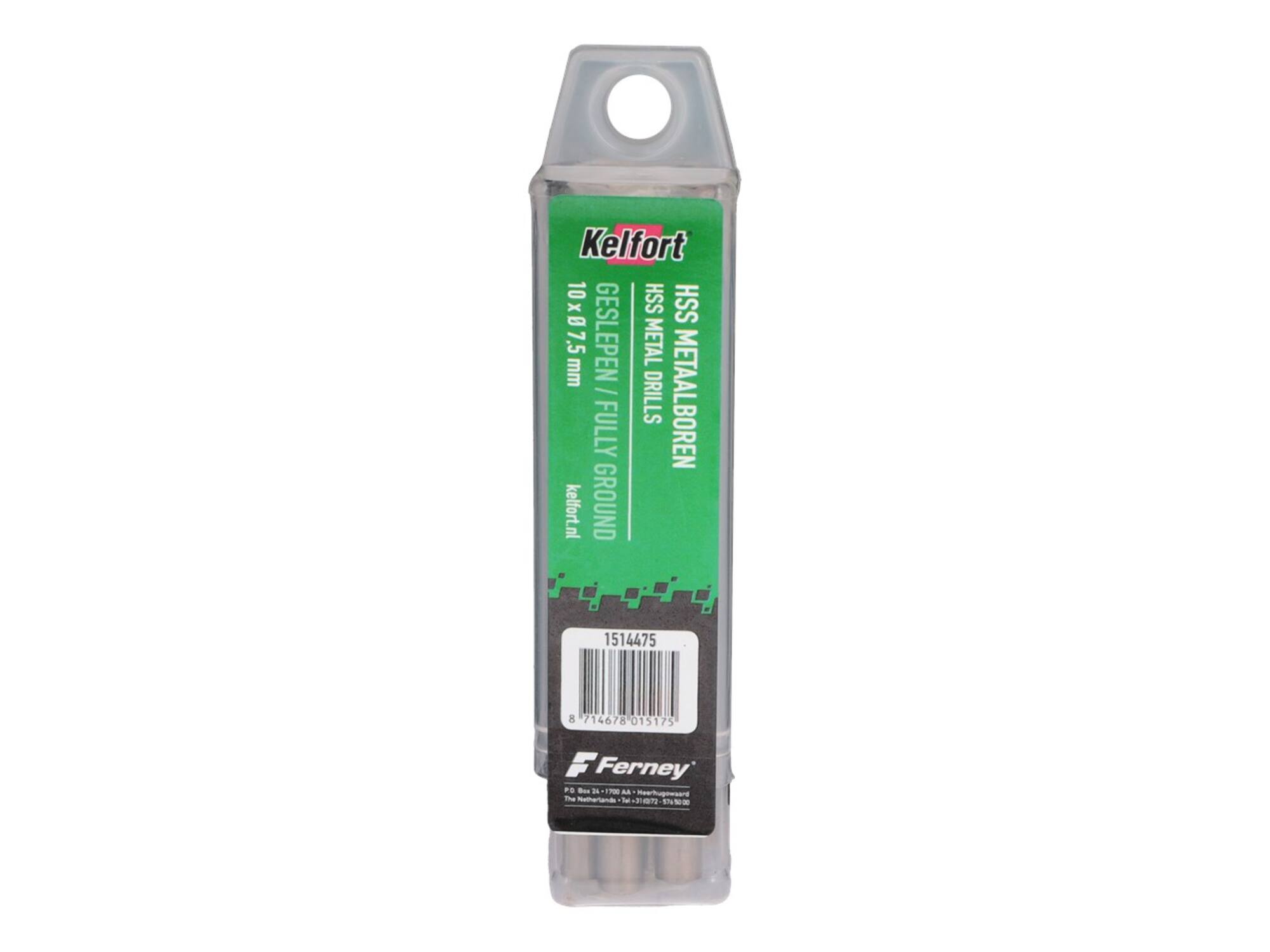 Kelfort Metaalboor HSS geslepen 7.5 mm 10 stuks