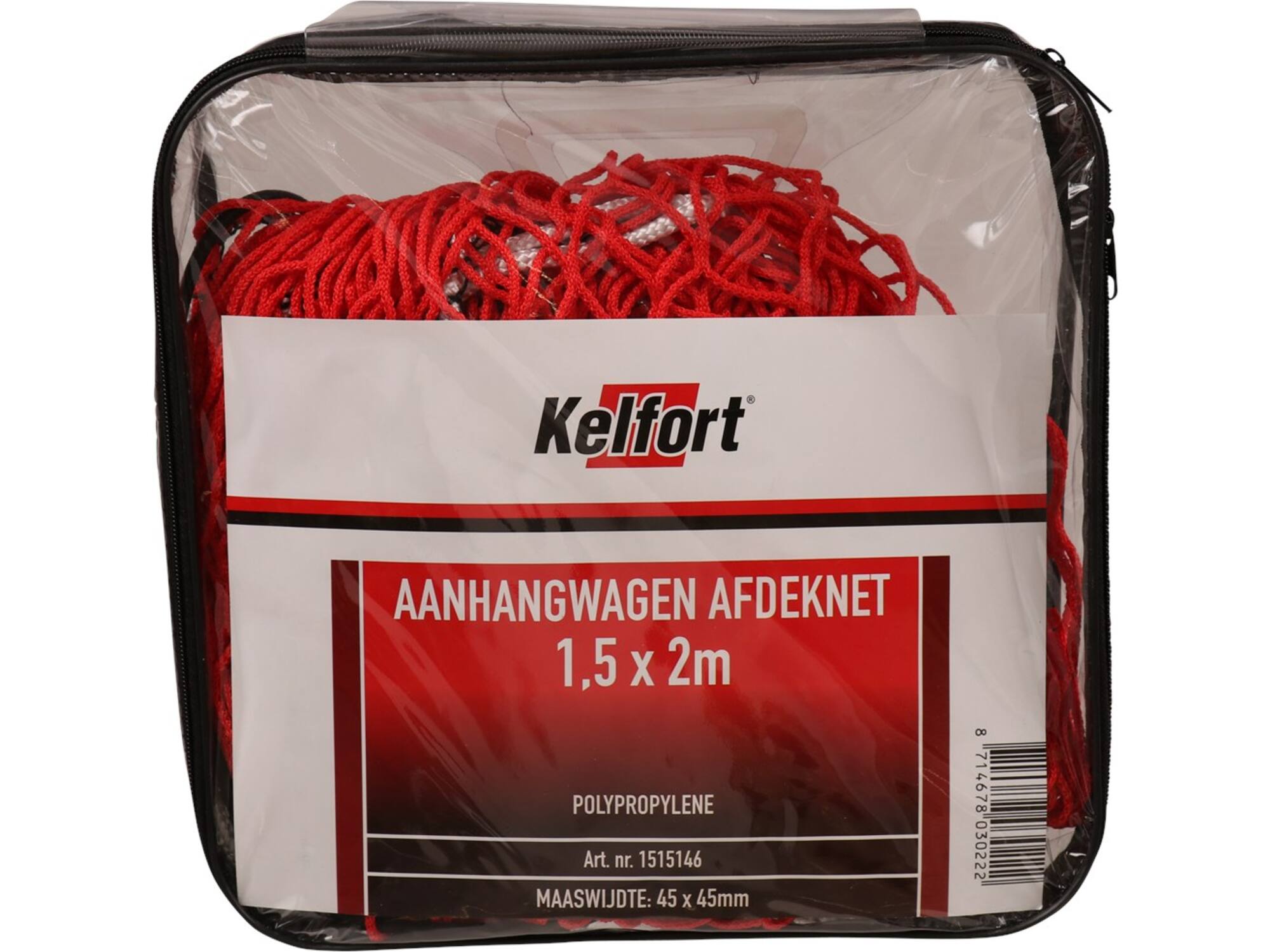 Kelfort Aanhangwagennet rood polyester 45x45 mm 1.5X2.0 meter