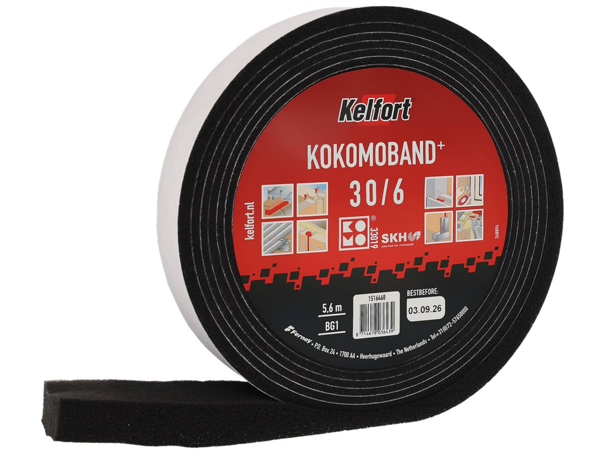Kelfort Kokomoband zwart 30/6 5,6M