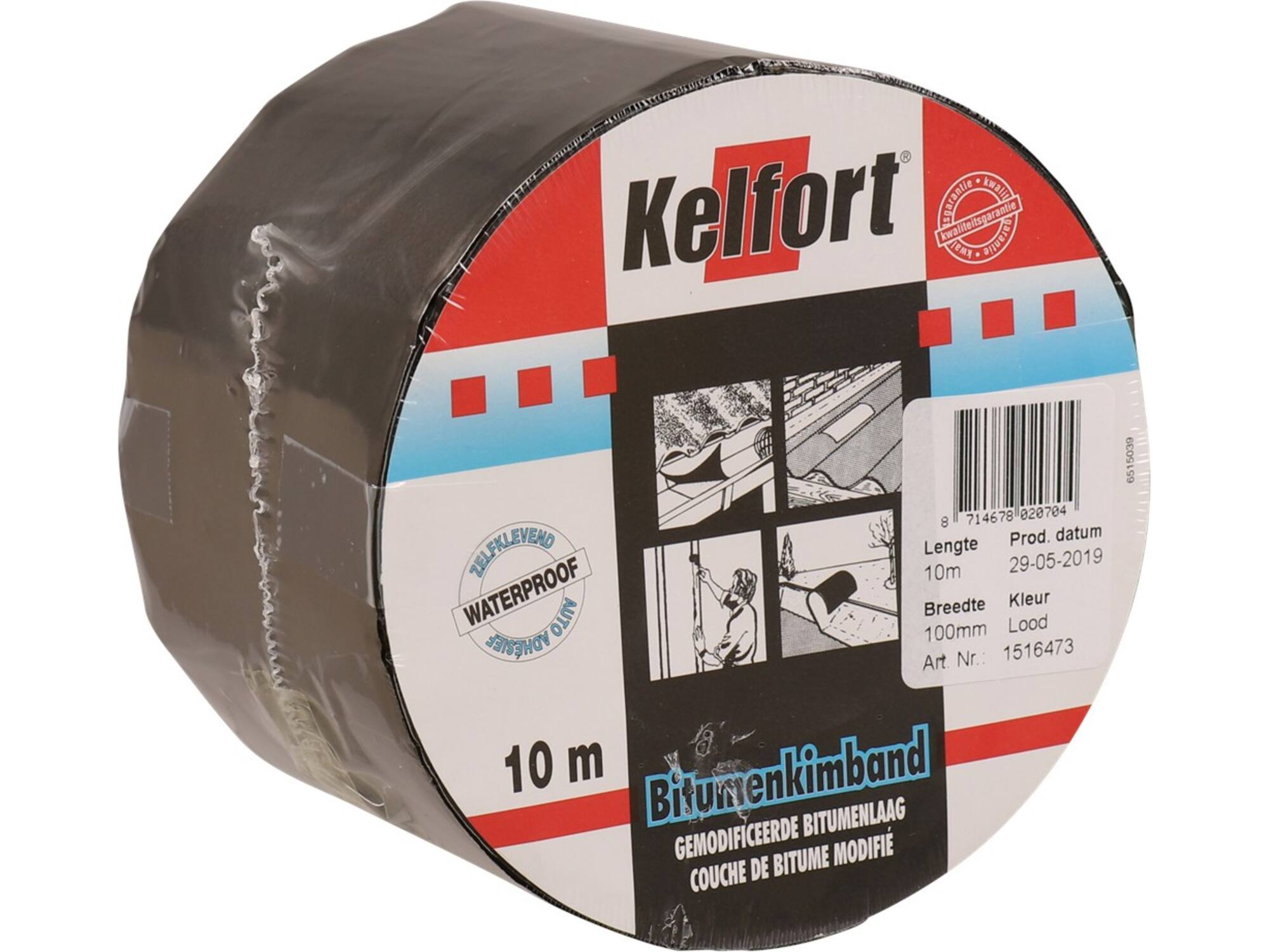 KELFORT Bitumenkimband LOODKLEUR 10MX100 MM