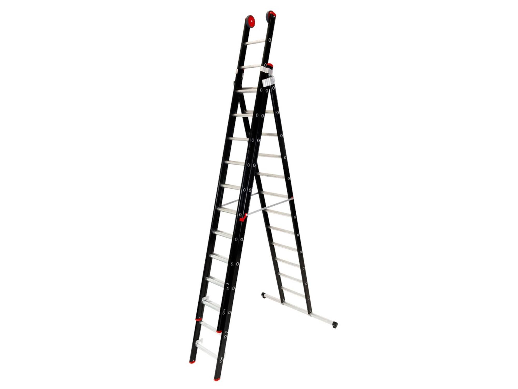 Kelfort Reformladder zwart gecoat met stabilisatiebalk 3X12 TR
