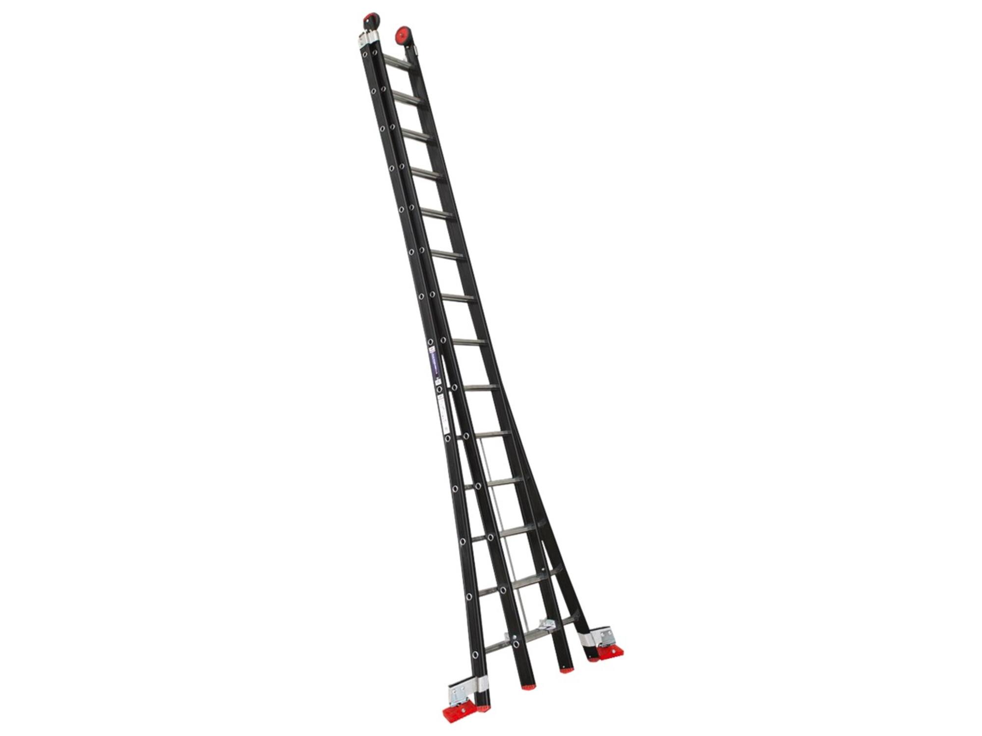KELFORT Reformladder zwart gecoat met gevelrol MAGNUS 2X14 TREDE