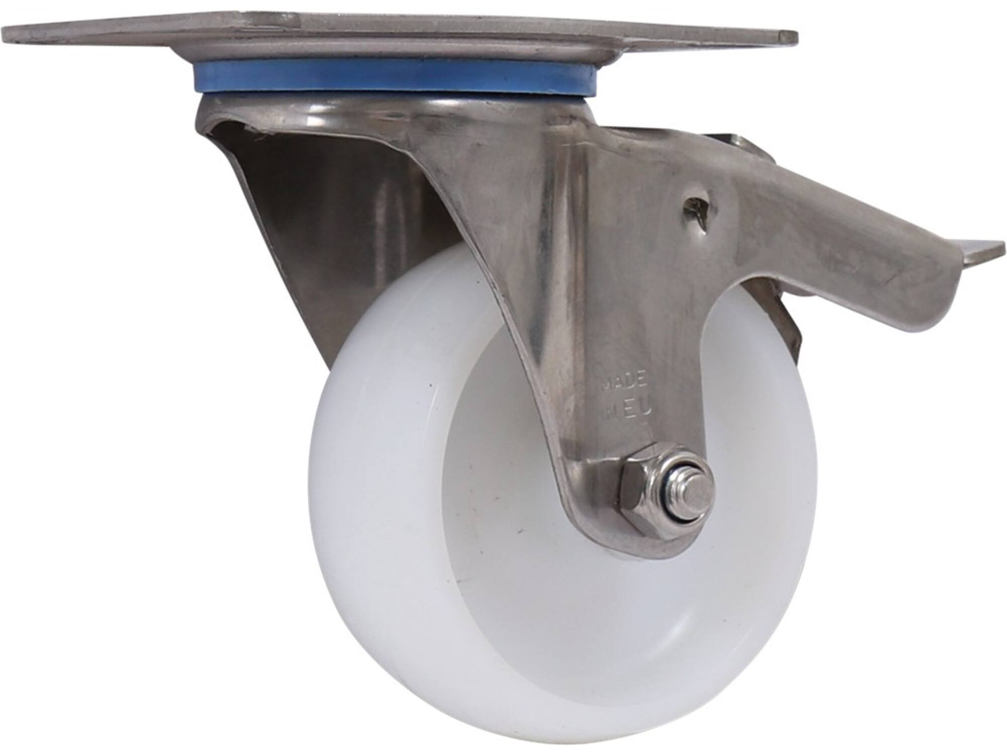 KELFORT Zwenkwiel met rem wit RVS 125 KG 80 MM
