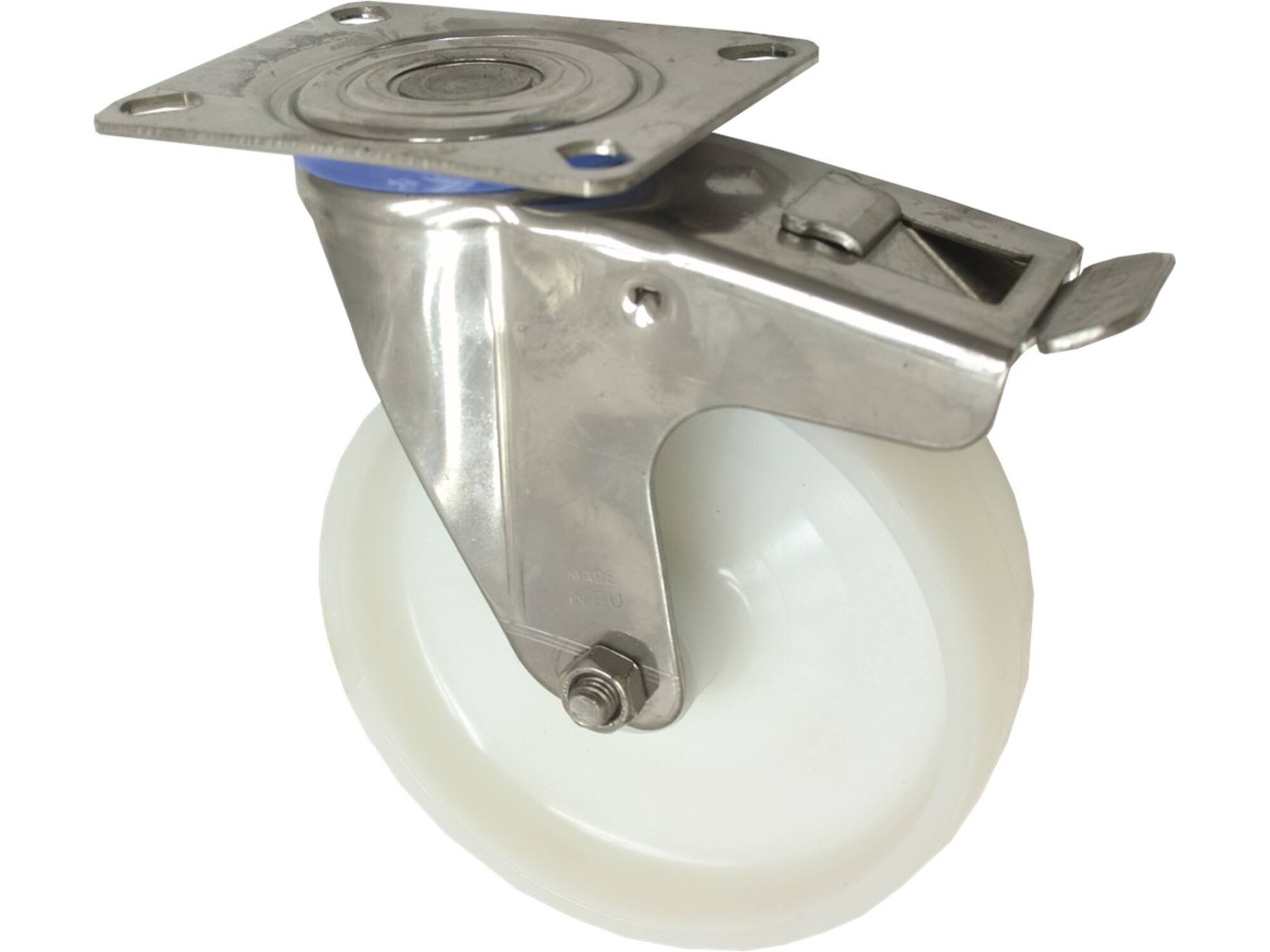 KELFORT Zwenkwiel met rem wit RVS 125 KG 80 MM