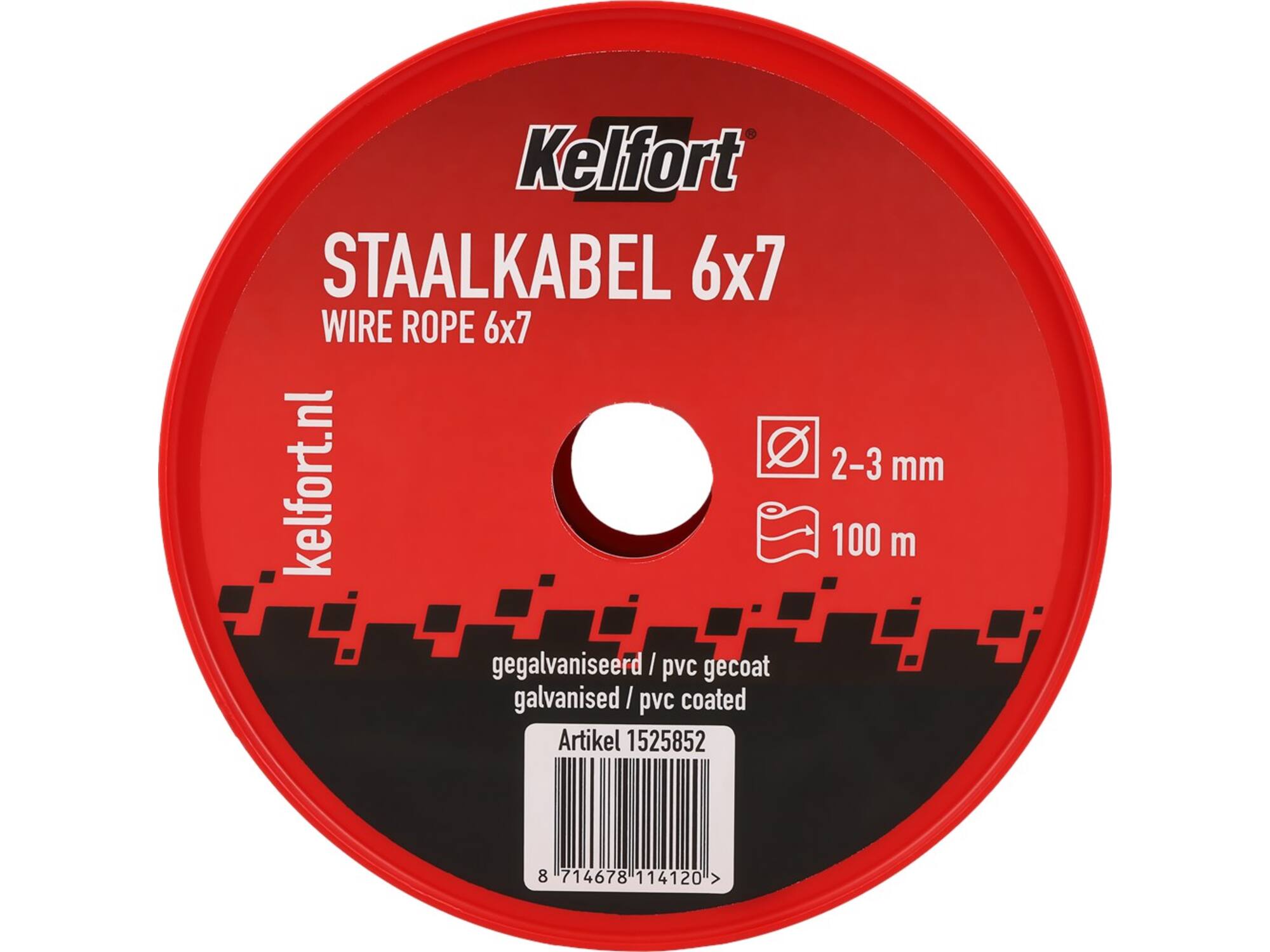 Kelfort Staalkabel gegalvaniseerd PVC gecoat 6X7MM/100M