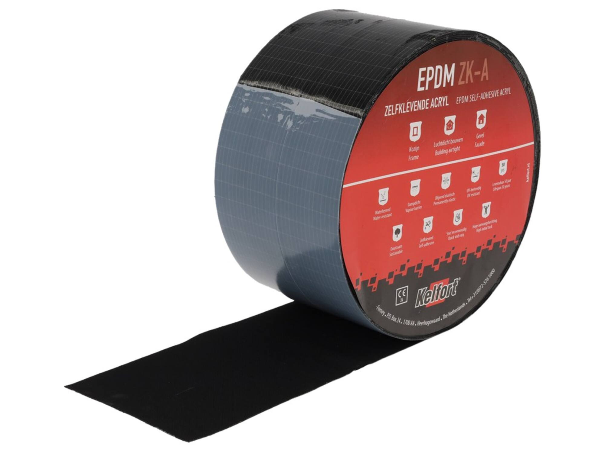 Kelfort EPDM folie zwart ZK-acryl 150 mmX20 meter