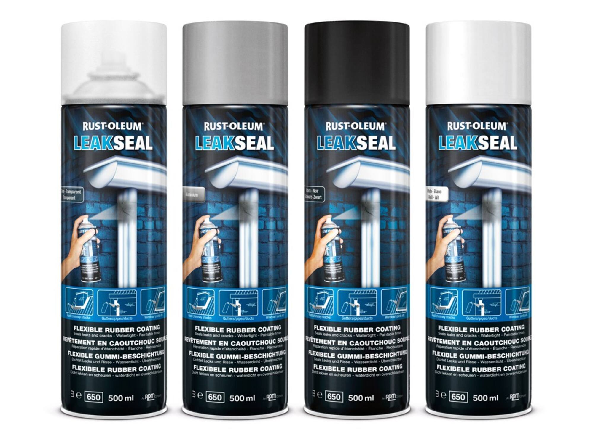 Rustoleum Rubber coating flexibel zwart LEAKSEAL 500 ML