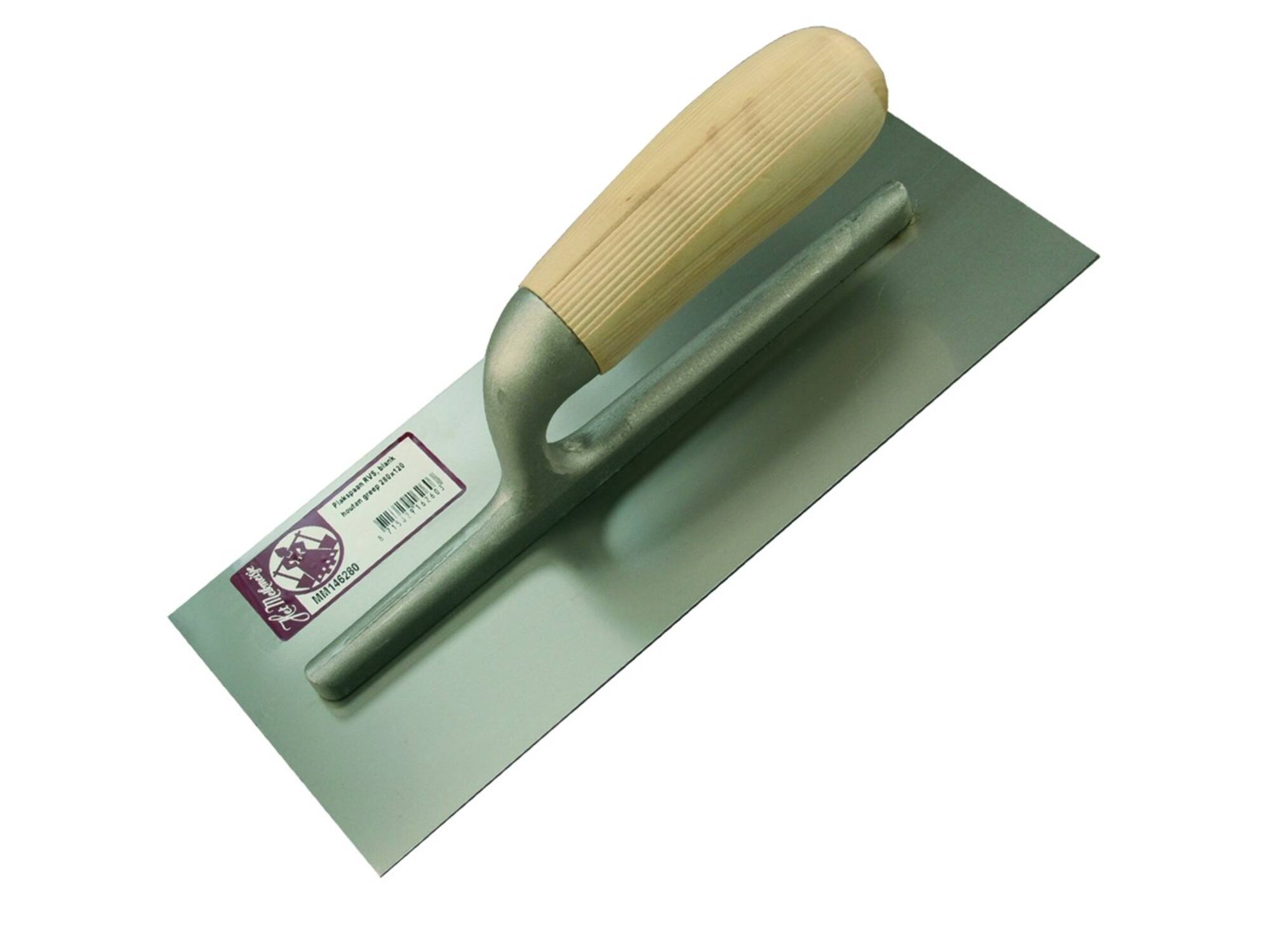Melkmeisje Plakspaan RVS, blank houten 280X120