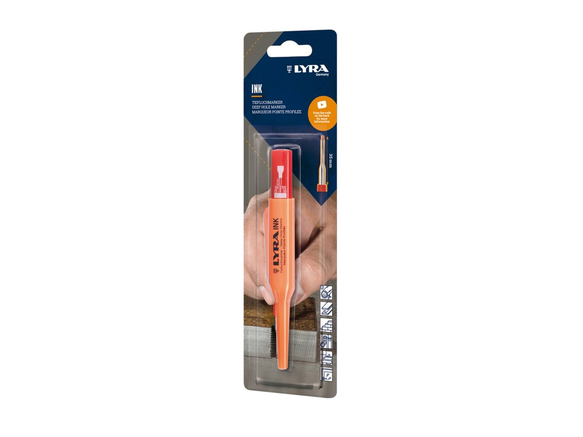 LYRA Merkstift voor diepe gaten rood INK