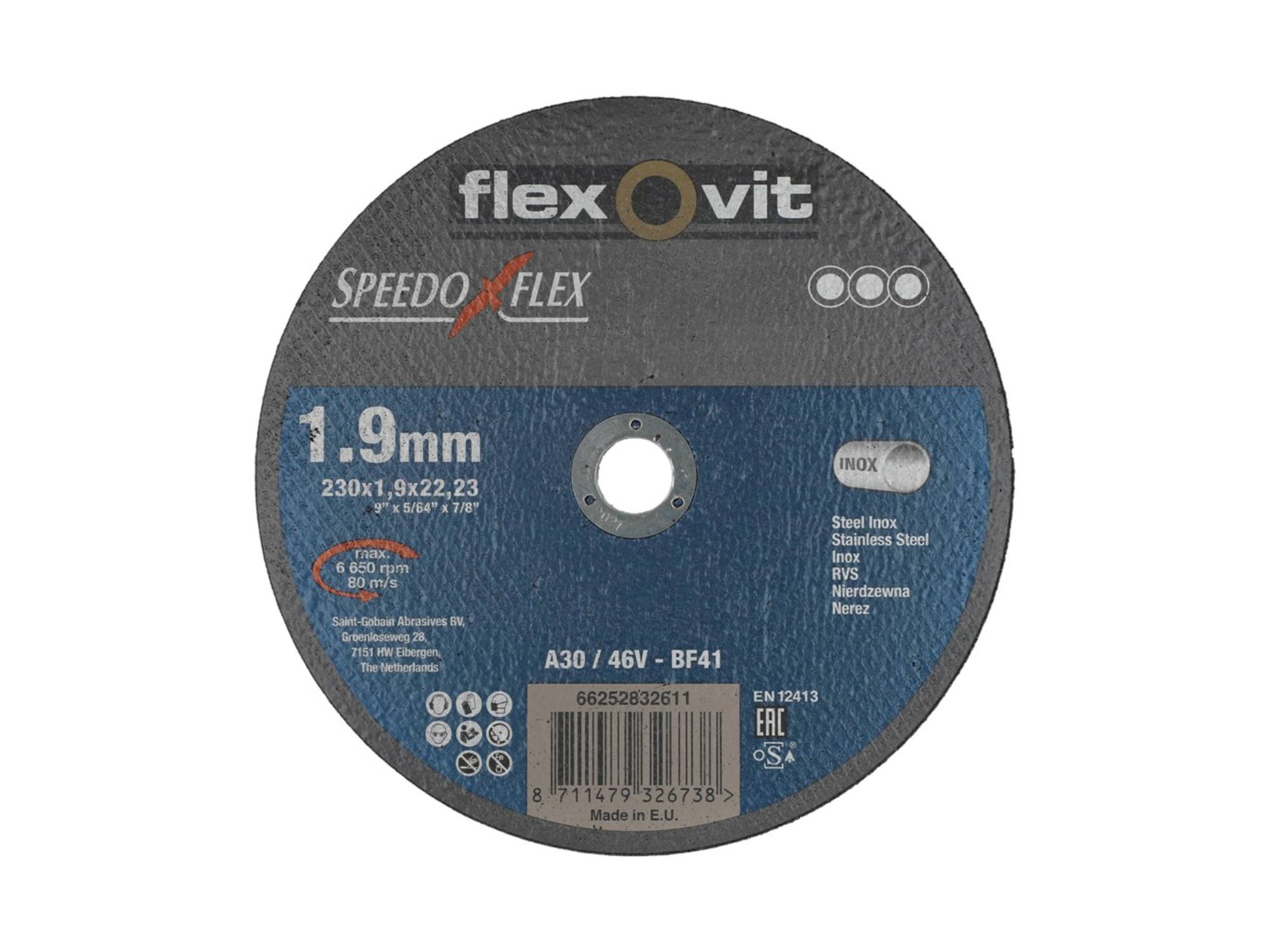 SPEEDOFLEX Doorslijpschijf vlak A 30/46 V-BF41 INOX 230X1,9