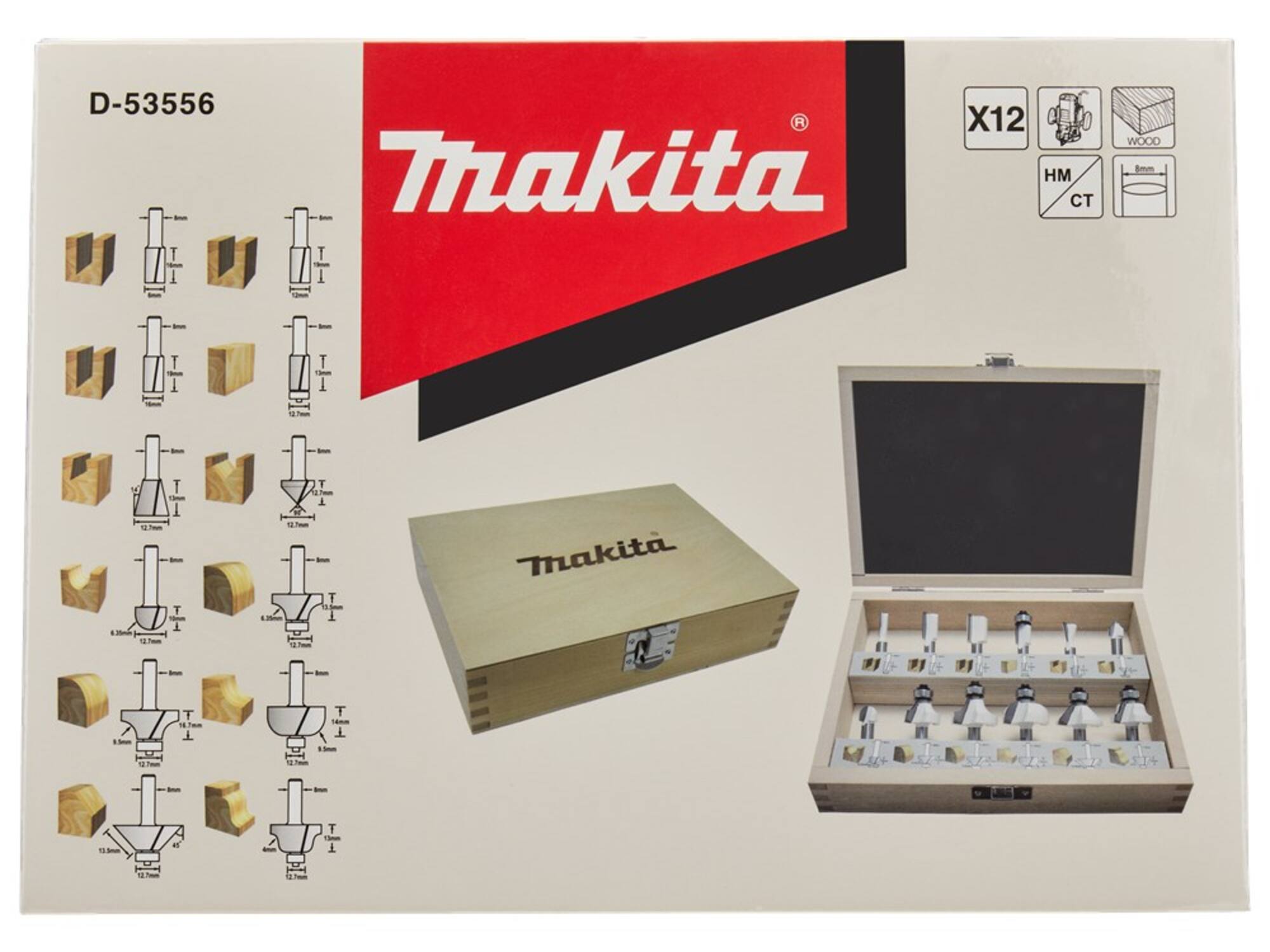 Makita frezenset 12-delig in kist