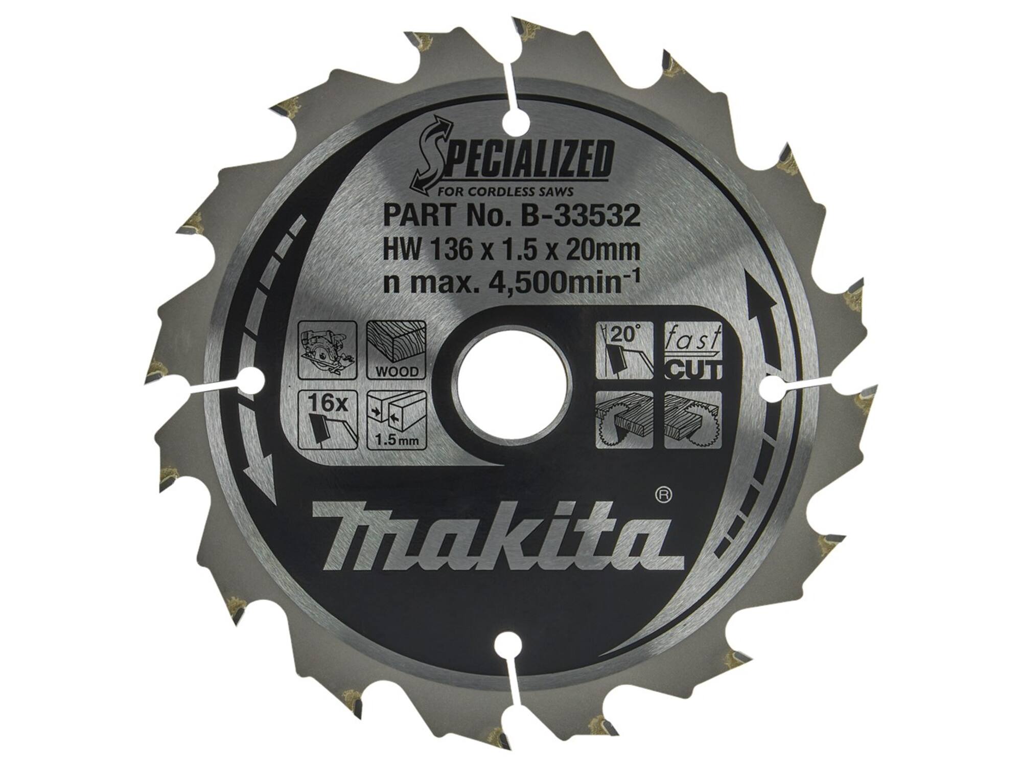 MAKITA Cirkelzaagblad Hout / 16T 136X20X1.5