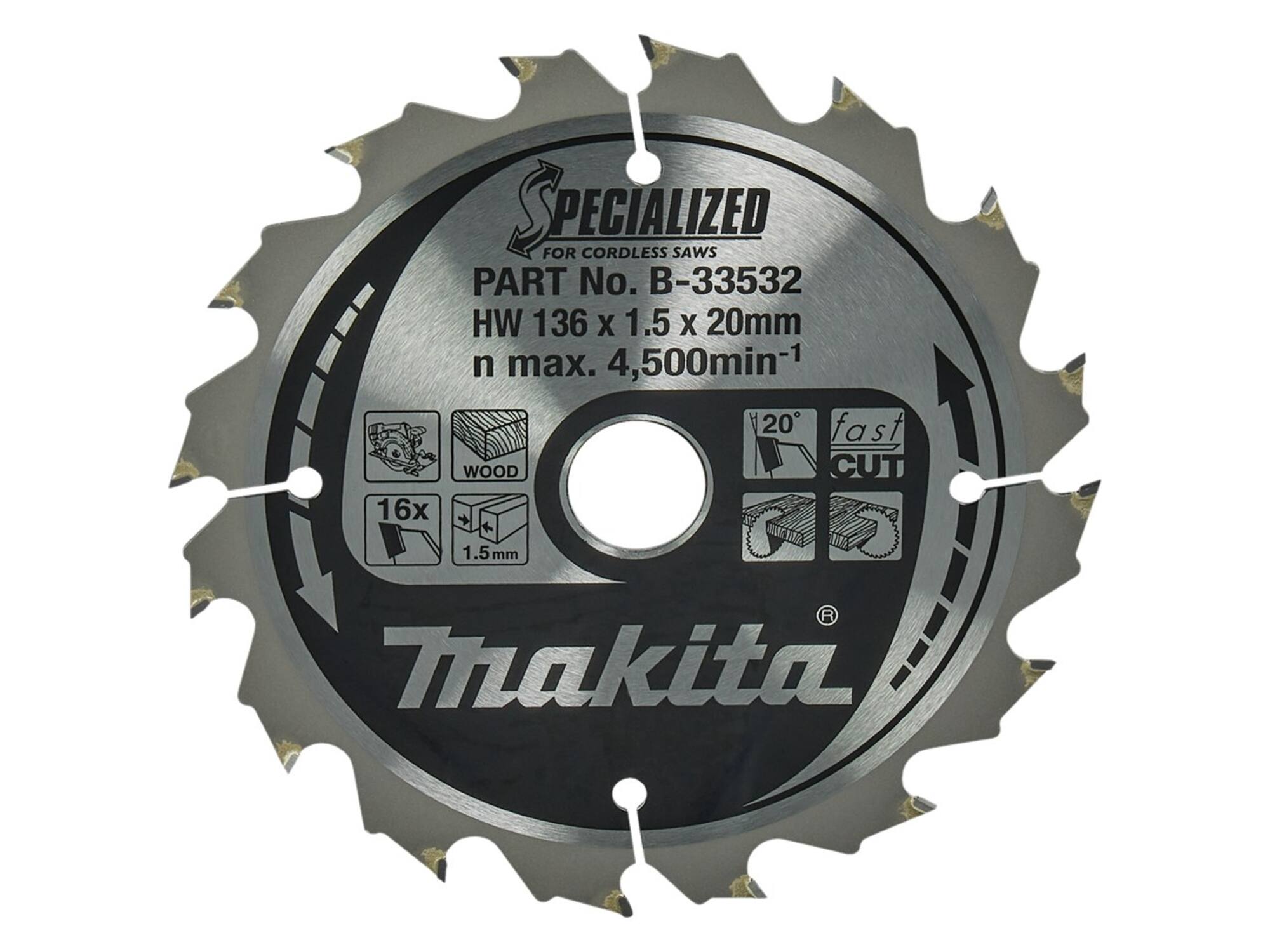MAKITA Cirkelzaagblad Hout / 16T 136X20X1.5