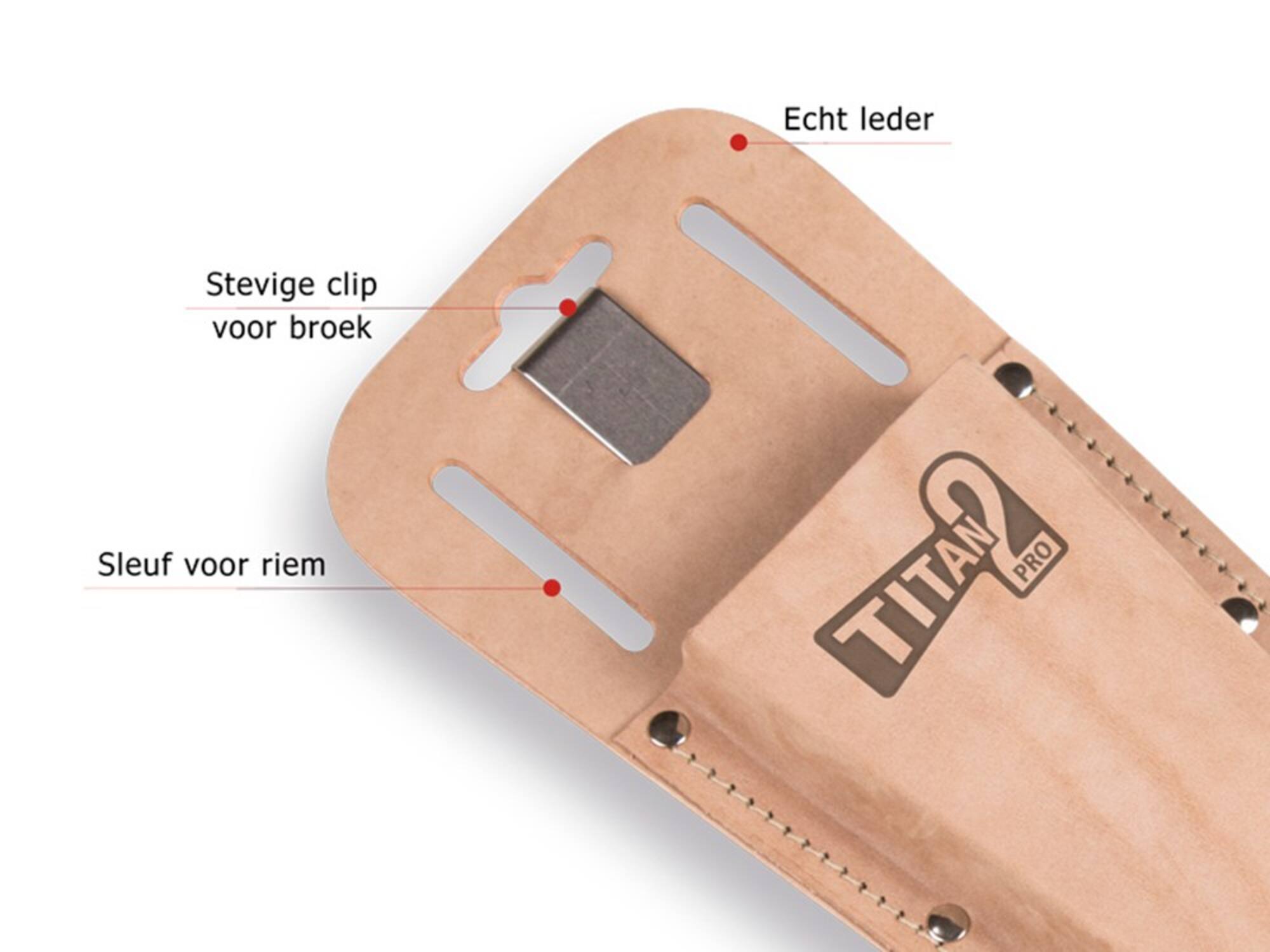 TITAN Holster voor Titan LEDER, SLEUVEL, CLIP