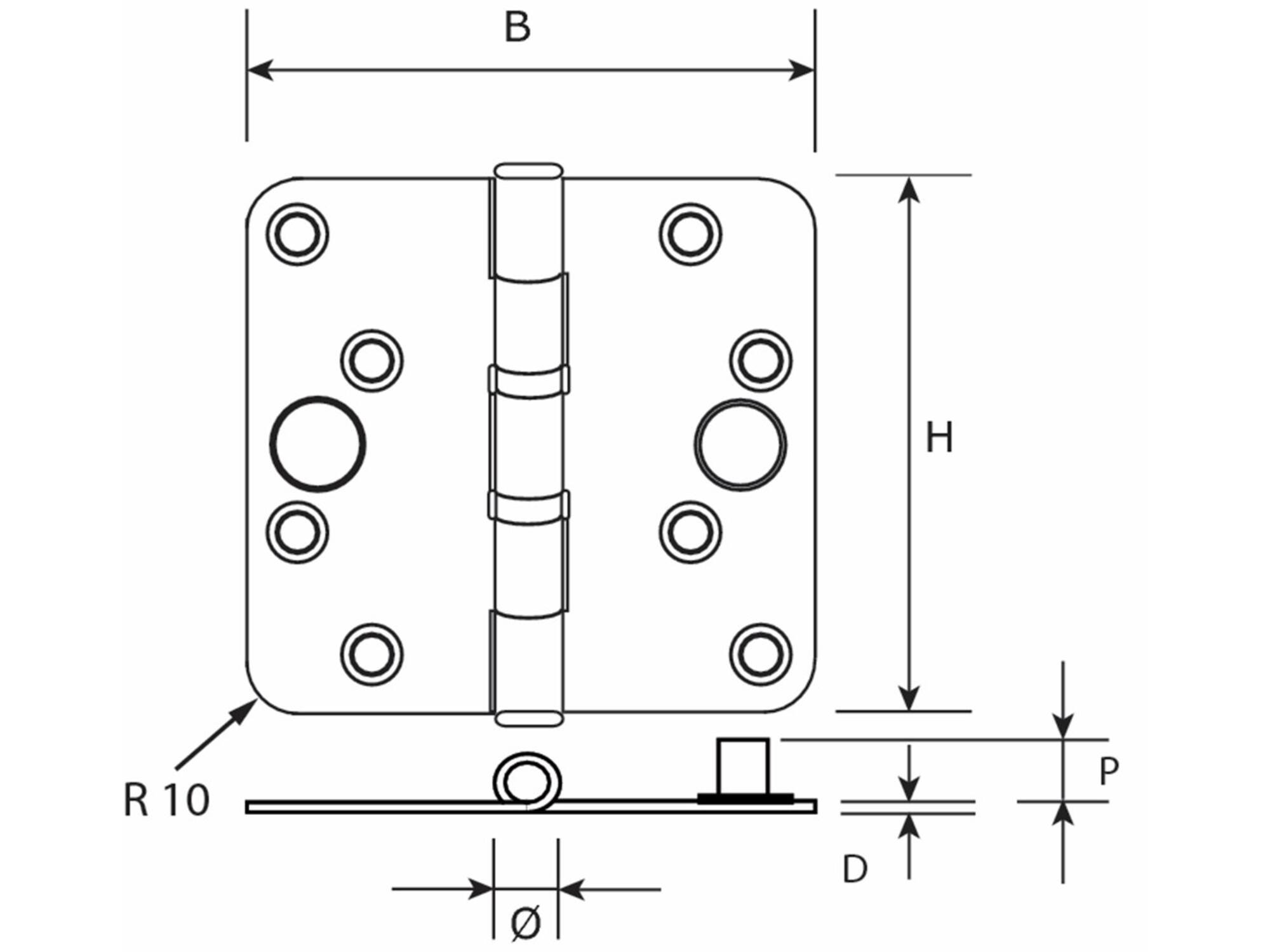 DX VH kogelscharnier doorgezet rond verzink staal verzinkt 89X89 MM